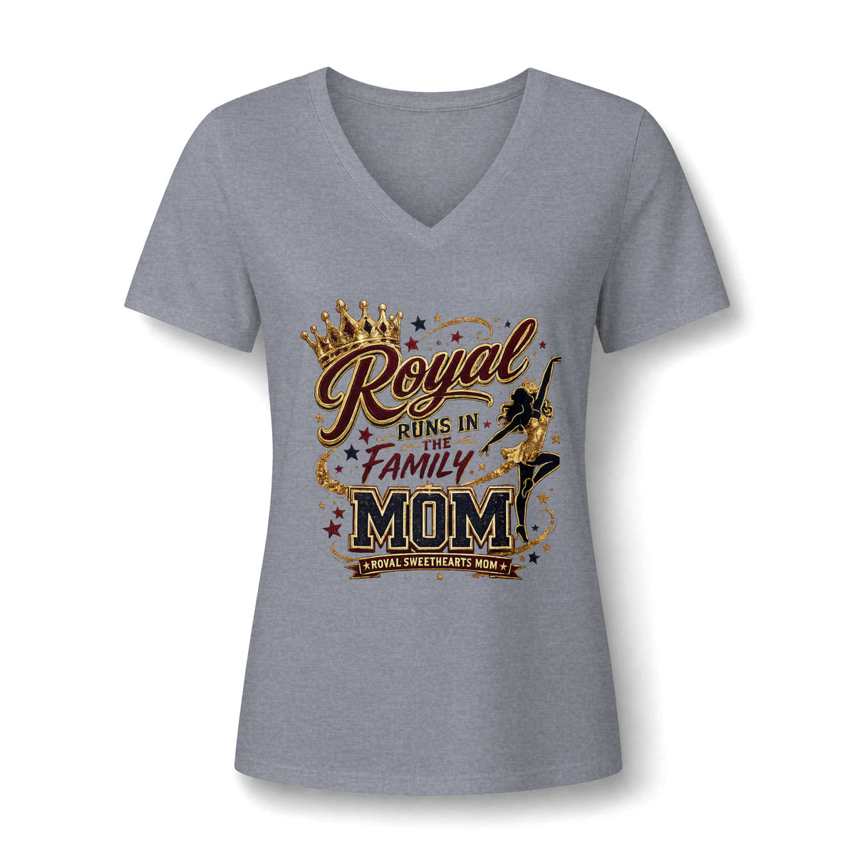 Royal Runs in the Family Mom V-Neck Tee — Crowned Glam Mother’s Day Shirt