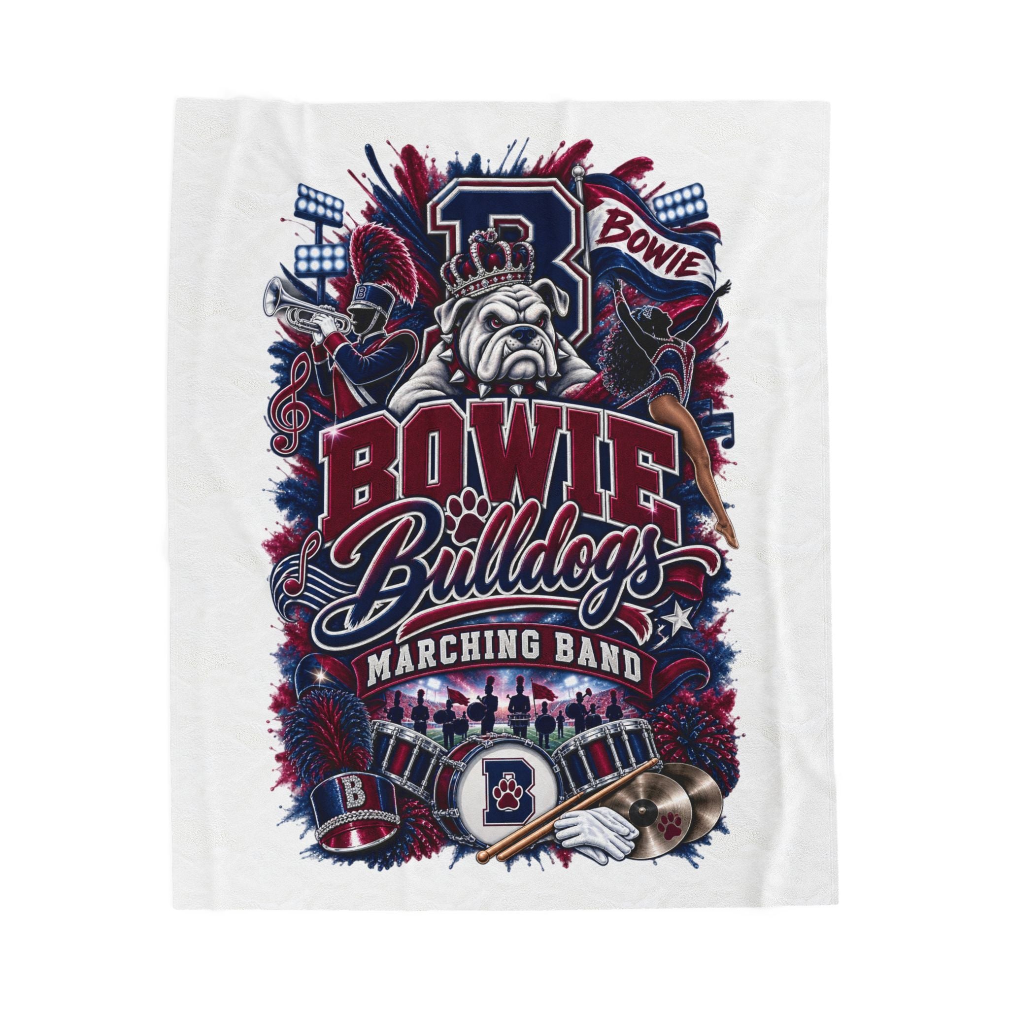 Velveteen Plush Blanket – Bowie Bulldogs Marching Band Plush Throw