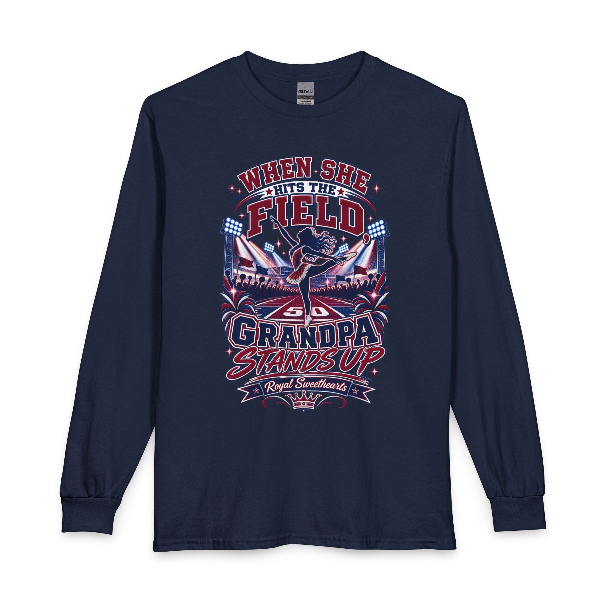 When She Hits the Field Grandpa Stands Up Long Sleeve Tee