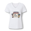 Competition Weekend V-Neck Tee — Coffee, Band, Road Trip Design for Marching/Band Moms