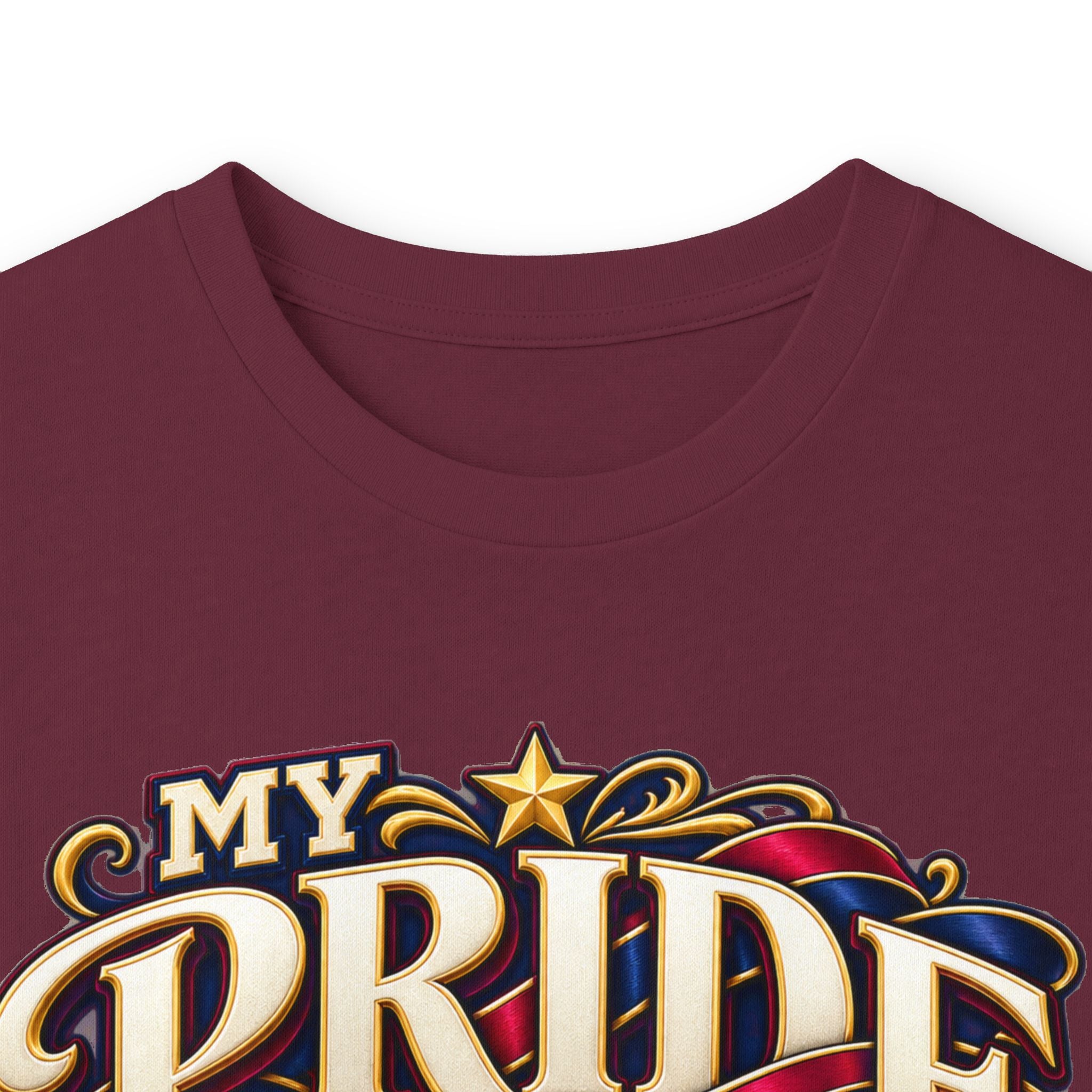 My Pride Wears Burgundy & Navy Mom Long Sleeve Tee