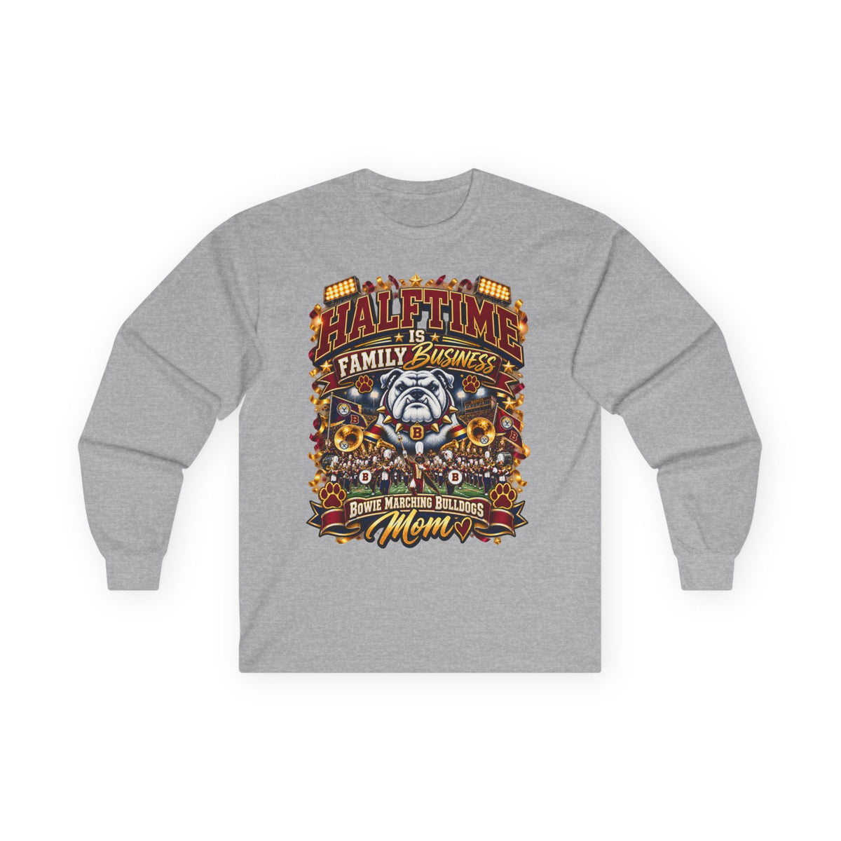 Halftime Family Business Long Sleeve Tee — Mom Football Crew Spirit