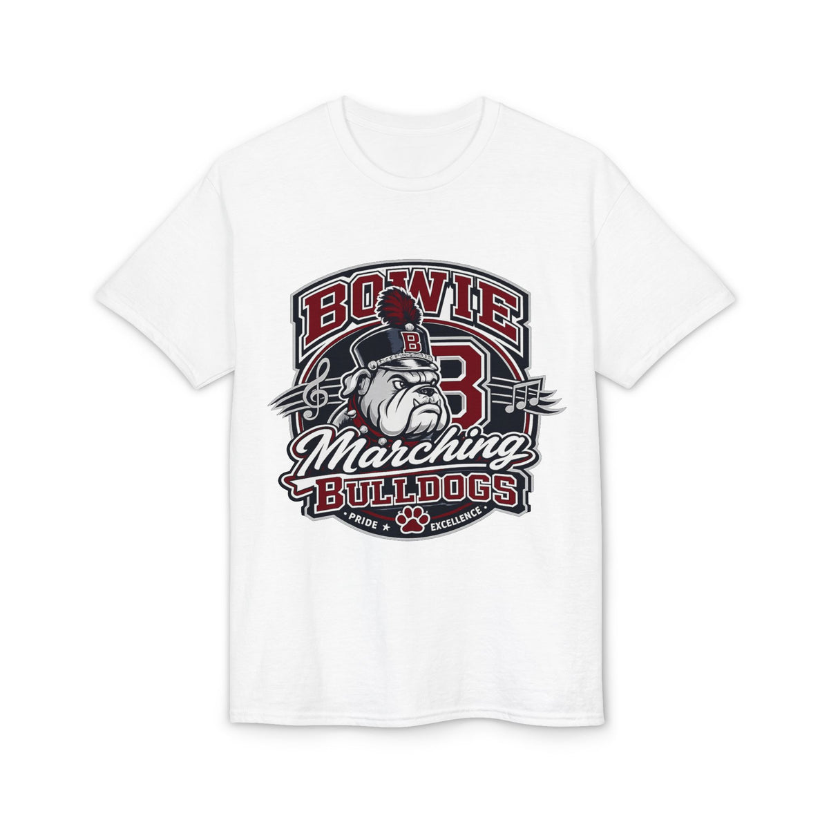 Bowie Bulldogs Marching Band T-Shirt — Mascot Bulldog Drum Major Design