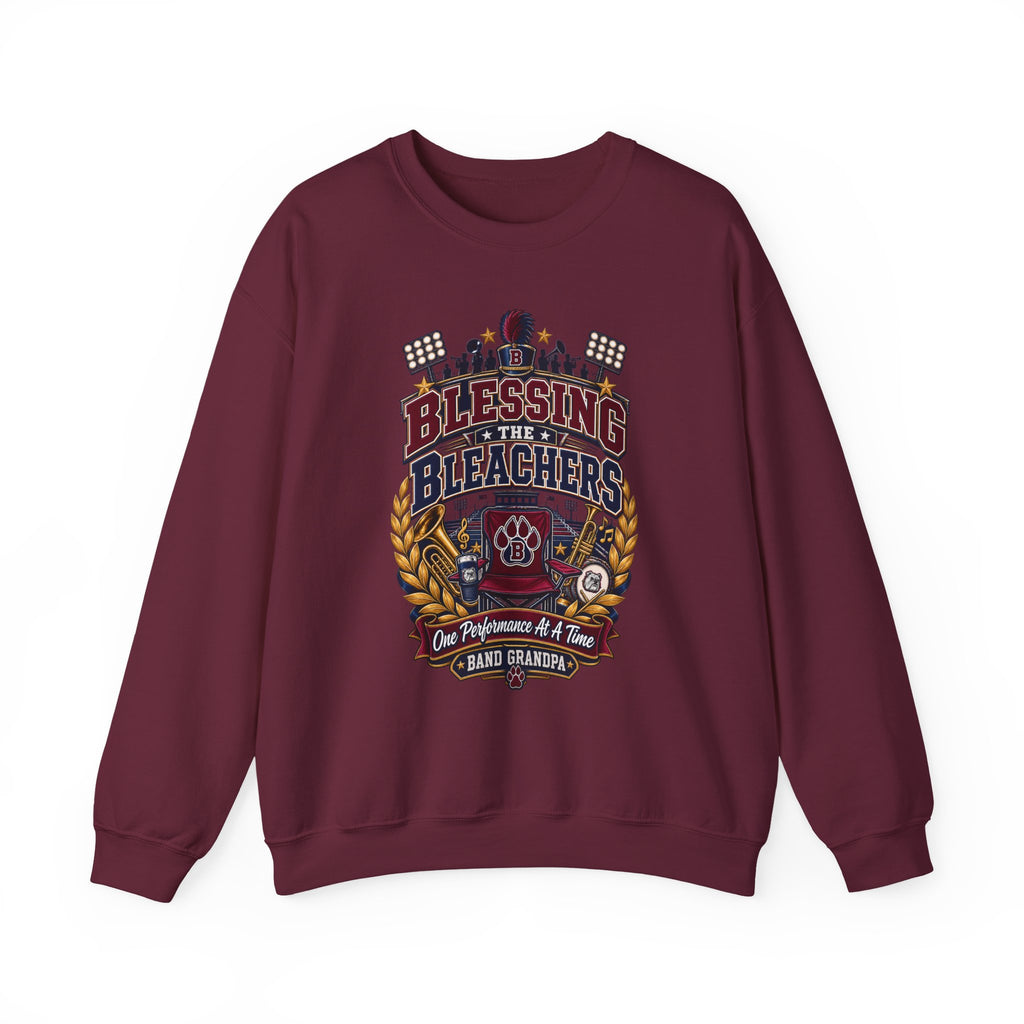 Crewneck Sweatshirt — "Blessing the Stands" High School Band Grandpa Design