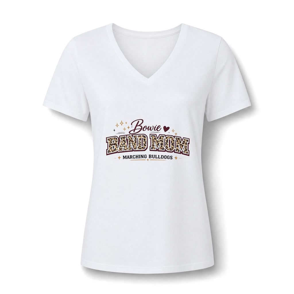 Band Mom V-Neck Tee – "Bowie Band Mom" Marching Bulldogs Support Shirt