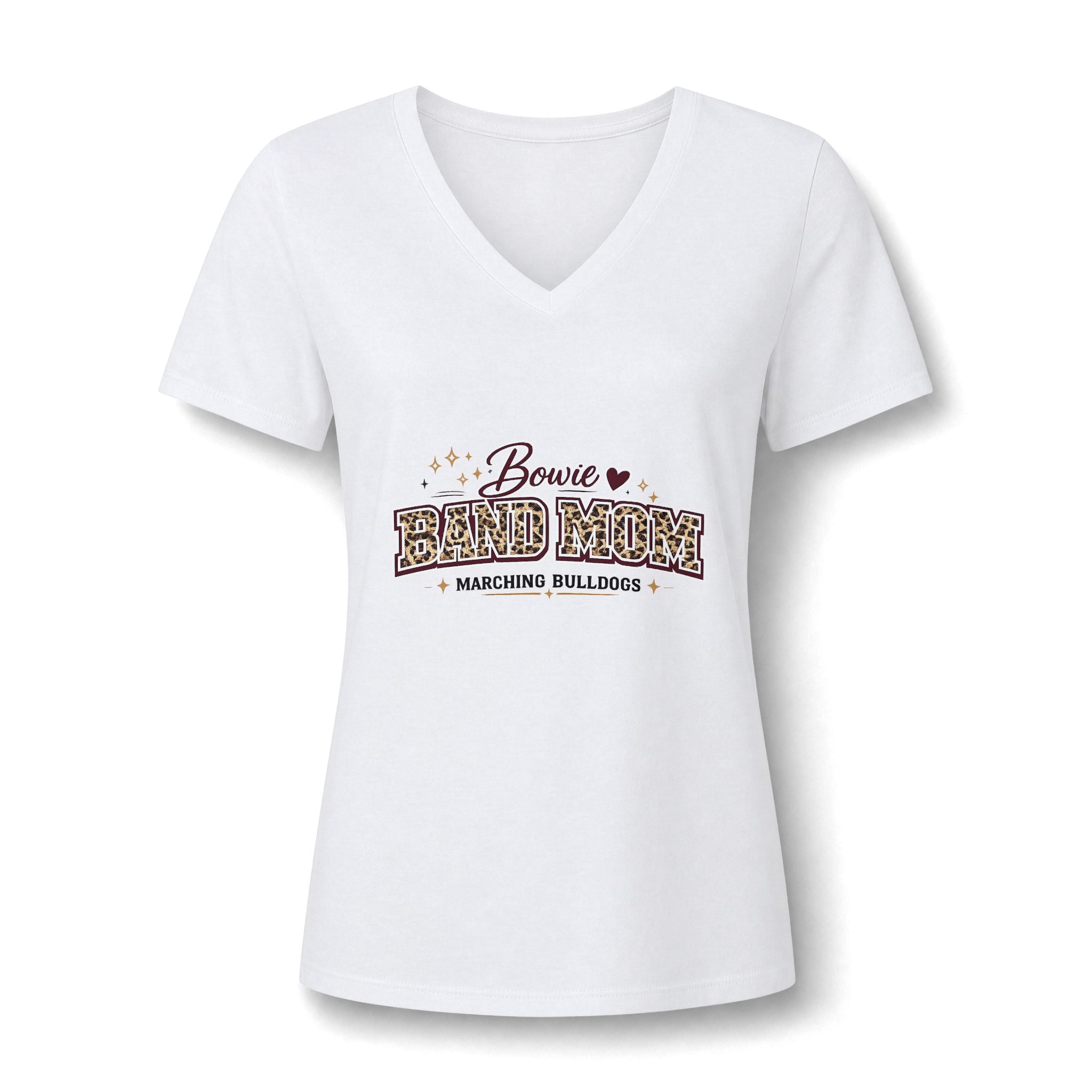 Band Mom V-Neck Tee – "Bowie Band Mom" Marching Bulldogs Support Shirt