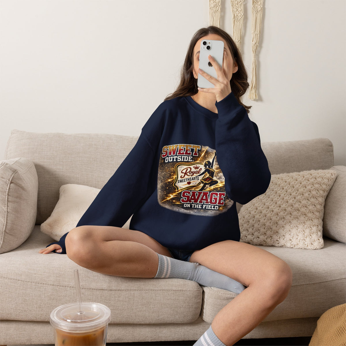 Football Player Graphic Sweatshirt — "Sweet Outside, Savage on the Field"