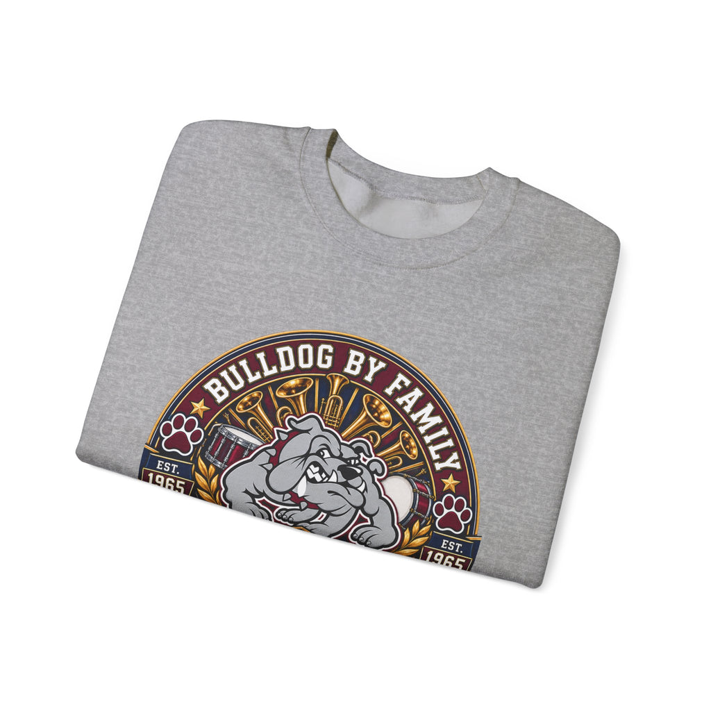 Bulldog By Family Crewneck Sweatshirt — "Bulldog by Family, Loud by Choice" Vintage Pet Lover Pullover
