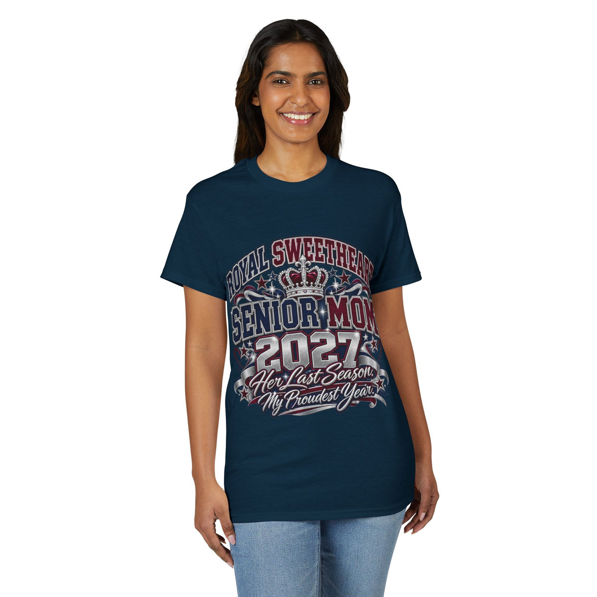 Senior Mom 2027 T-Shirt - "Royal Sweetheart" Proud Last Season Mom Tee