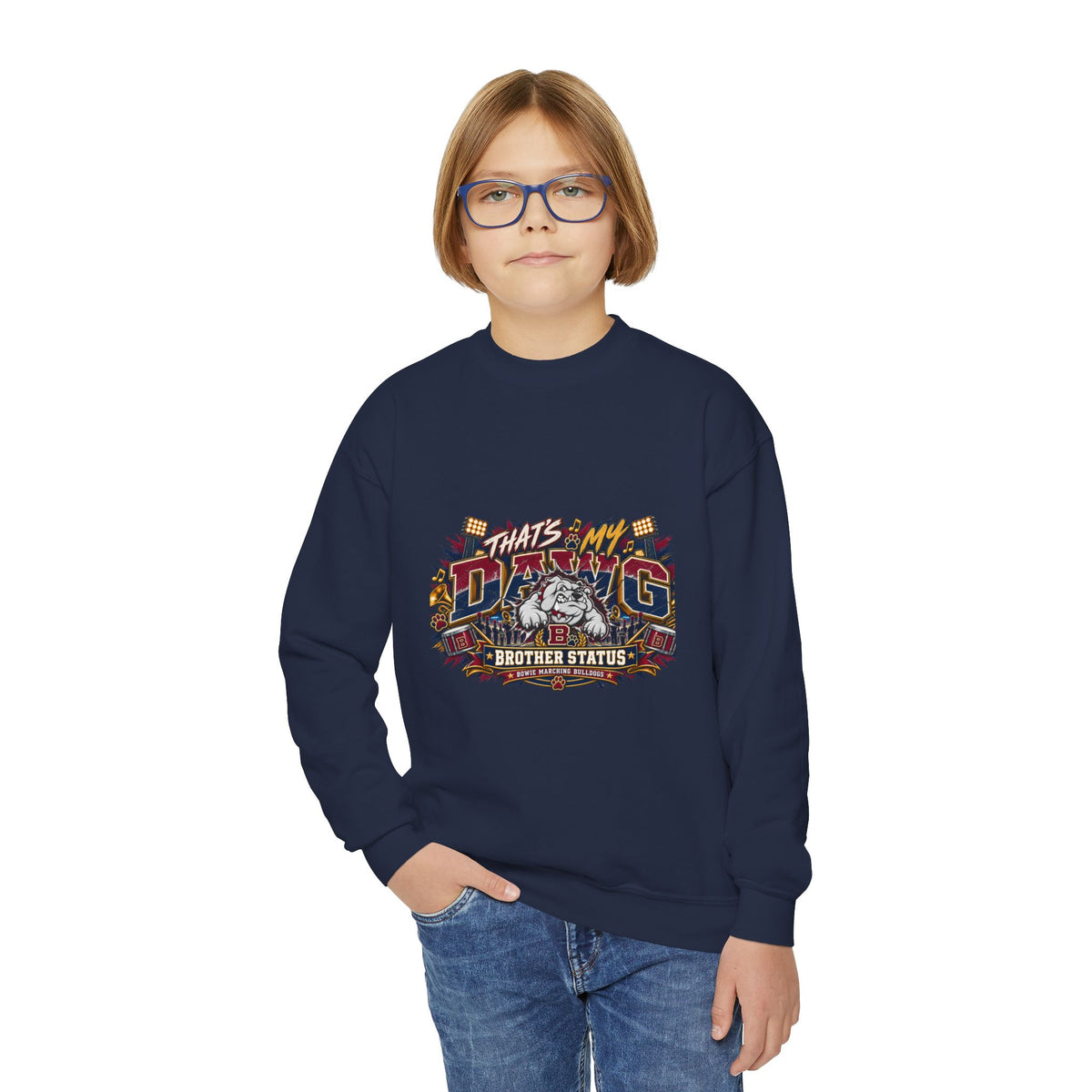 Youth Crewneck Sweatshirt – "That's My Dawg" Retro Graphic Pullover