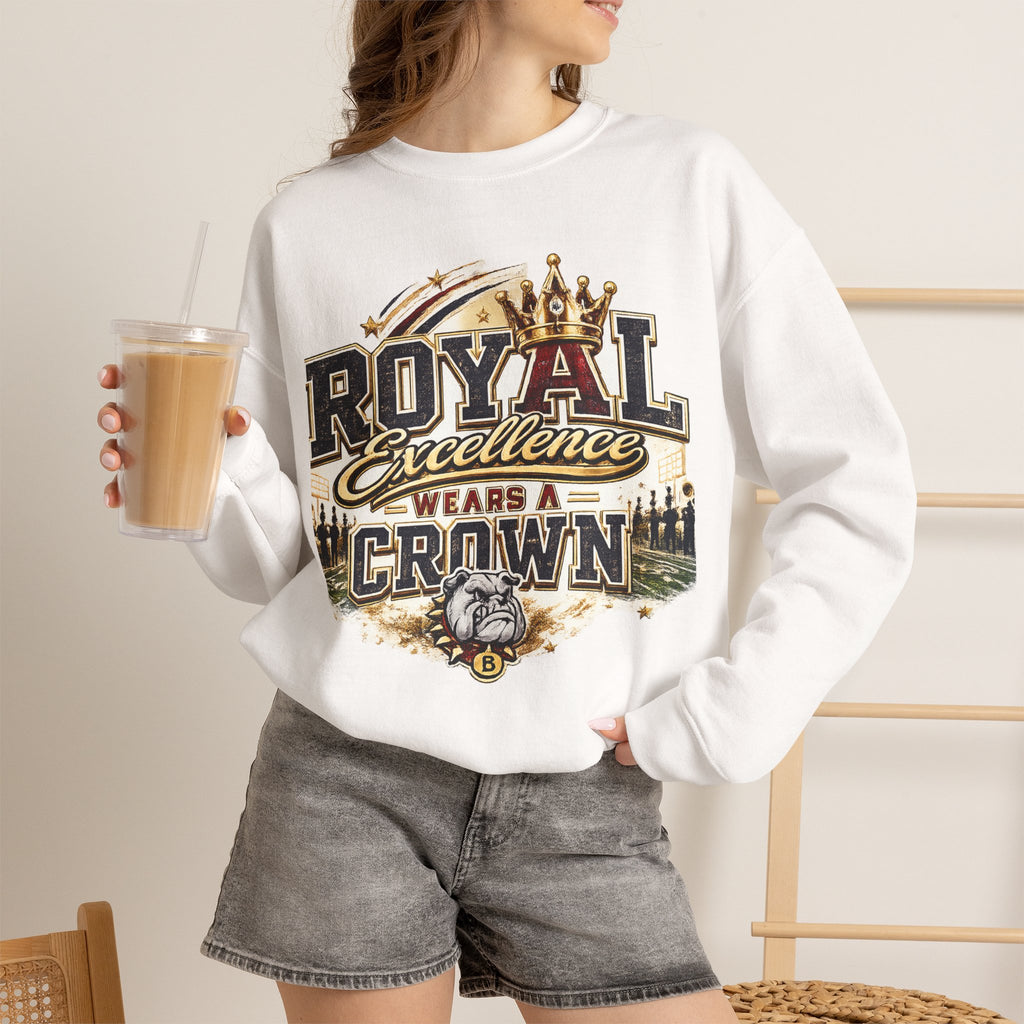 Crewneck Sweatshirt - "Royal Excellence Wears a Crown" Graphic