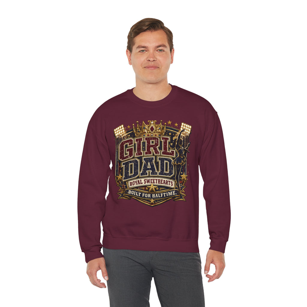 Girl Dad Crewneck Sweatshirt — 'Girl Dad: Royal Sweethearts, Built for Halftime' Vintage Football Design