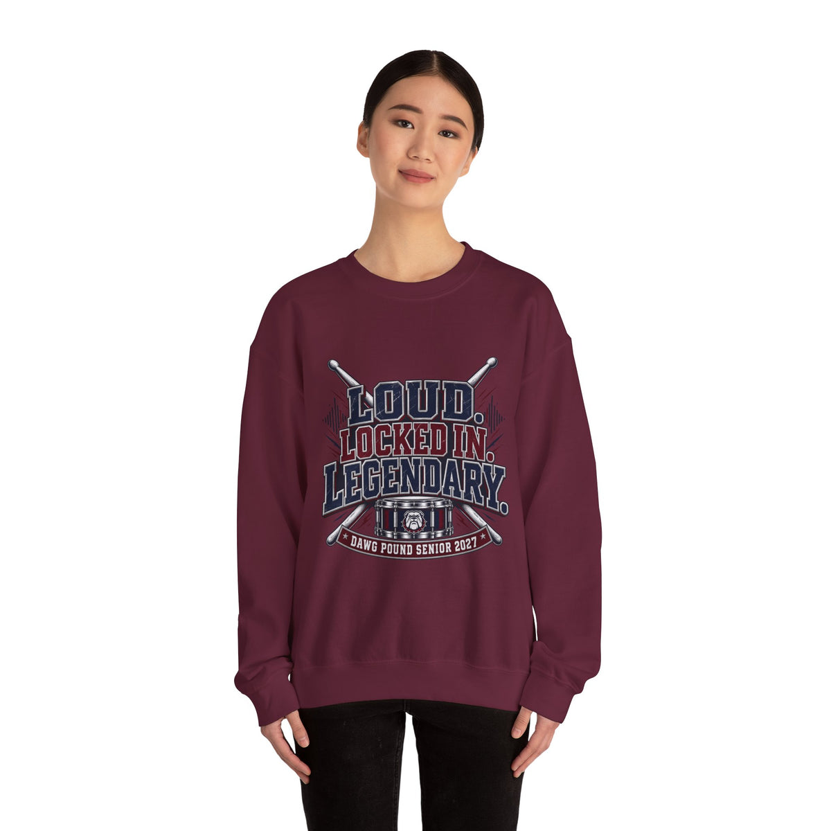 Crewneck Sweatshirt — "Loud Locked In Legendary" Vintage Baseball Senior 2027