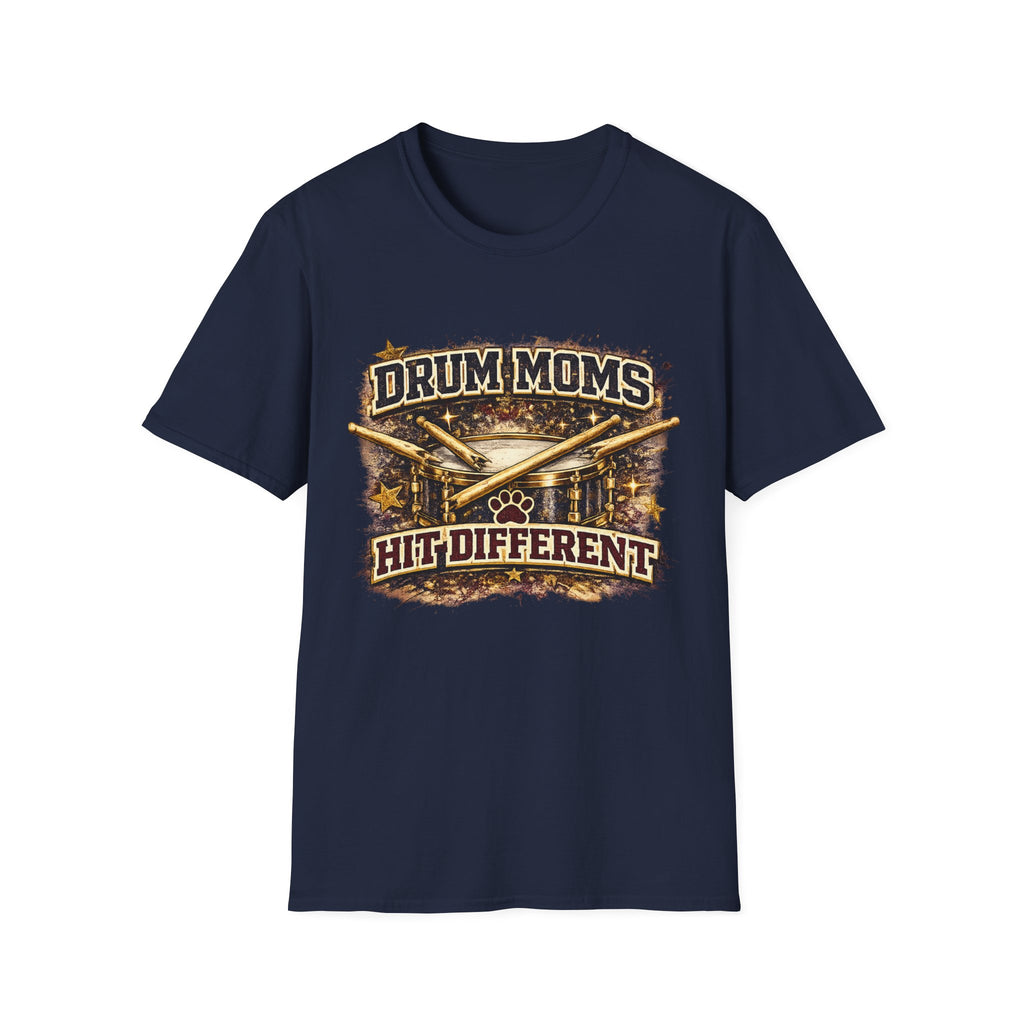 Drum Moms T-Shirt — "Drum Moms Hit Different" Graphic Tee for Proud Band Moms