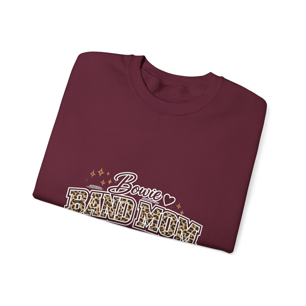 Band Mom Crewneck Sweatshirt — Bowie Marching Bulldogs Leopard Print