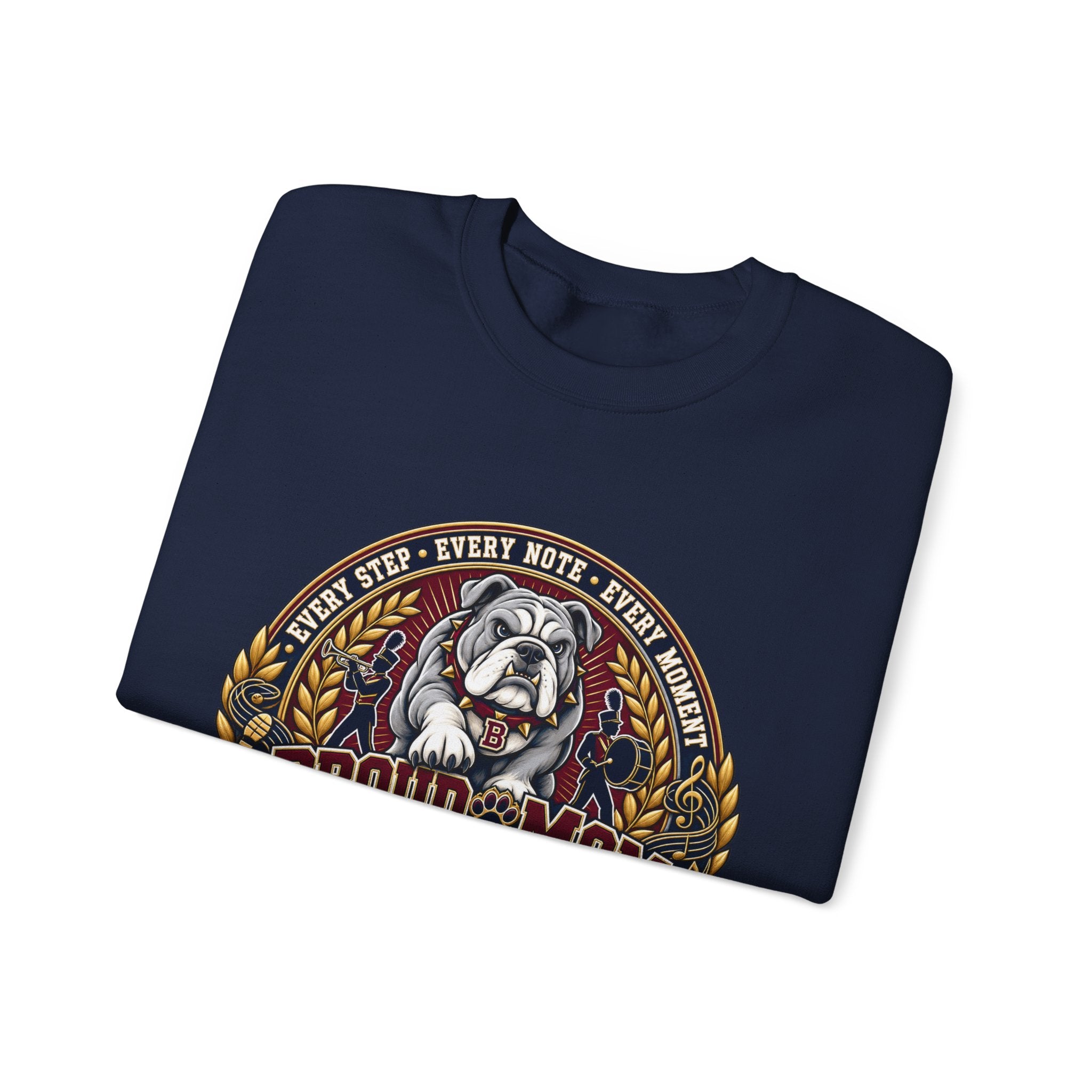 Proud Mom Crewneck Sweatshirt — "Bowie" Marching Bulldog Band Mom Pullover