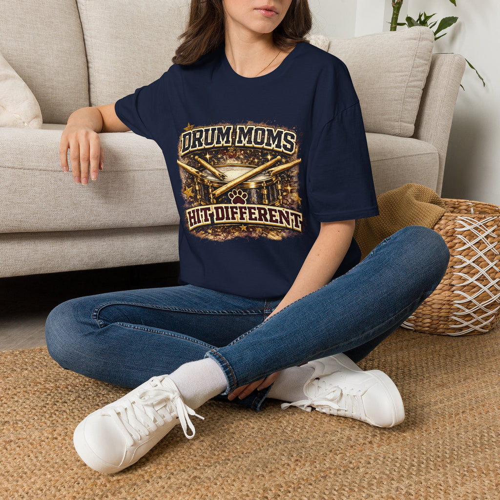 Drum Moms T-Shirt — "Drum Moms Hit Different" Graphic Tee for Proud Band Moms