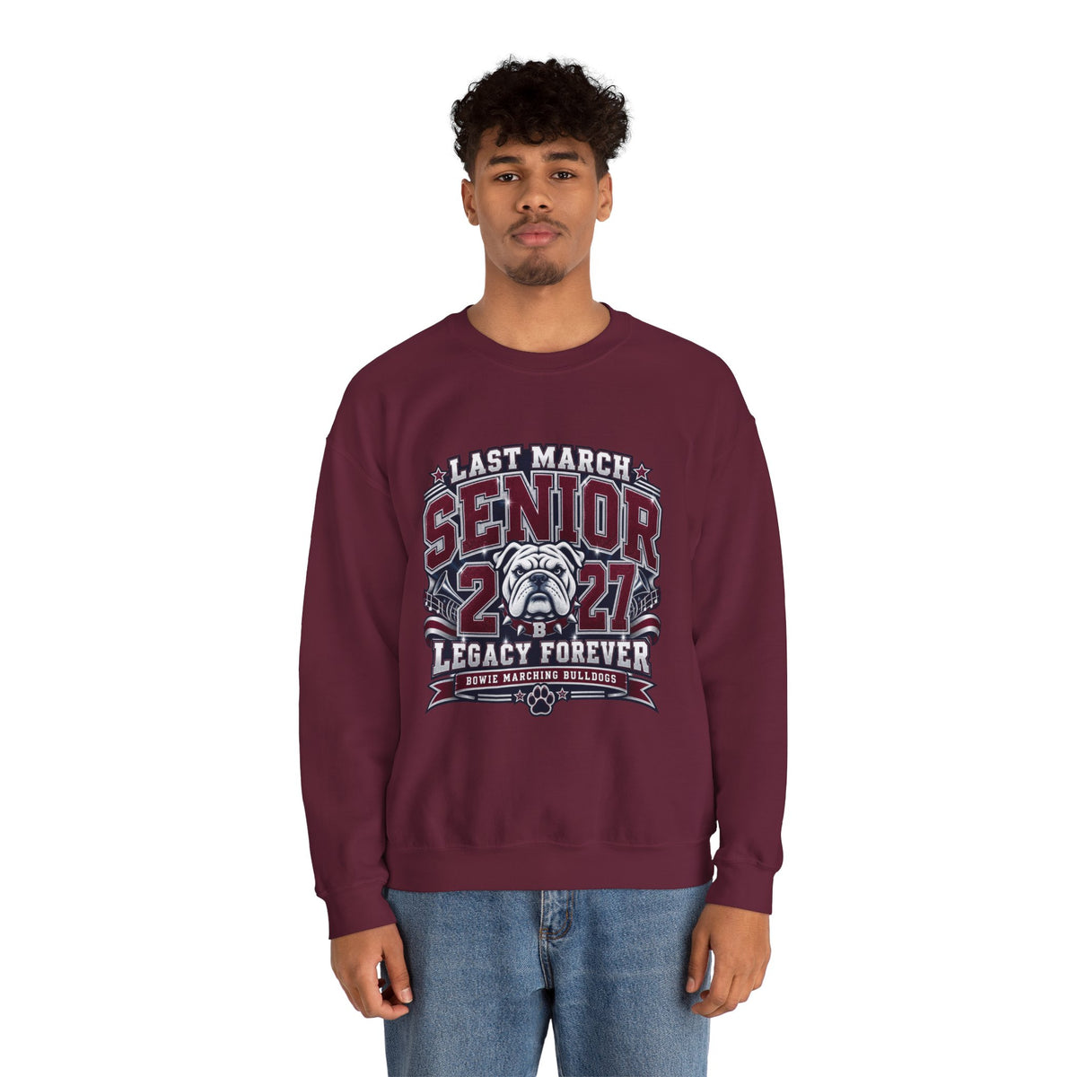 Senior 2027 Crewneck Sweatshirt – "Last March" Bulldog Legacy Forever