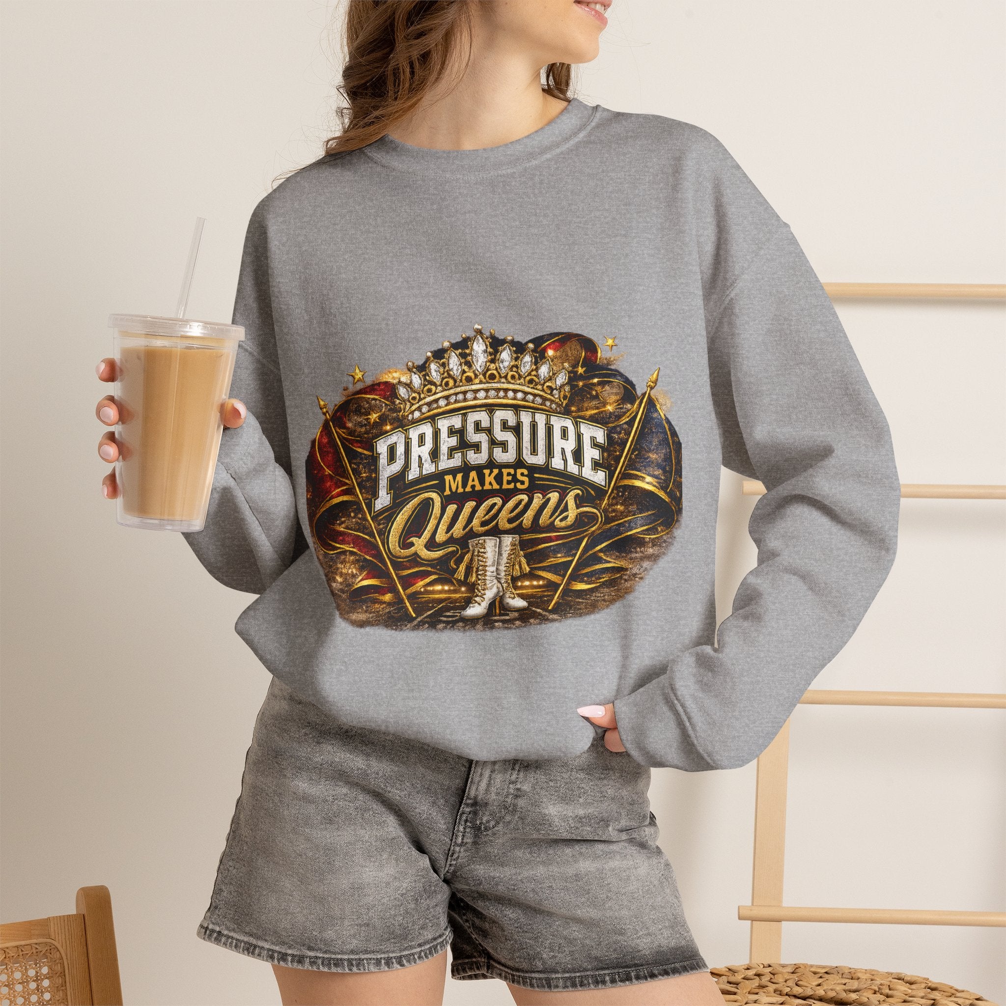 Pressure Makes Queens Sweatshirt — Empowering Motivational Crewneck