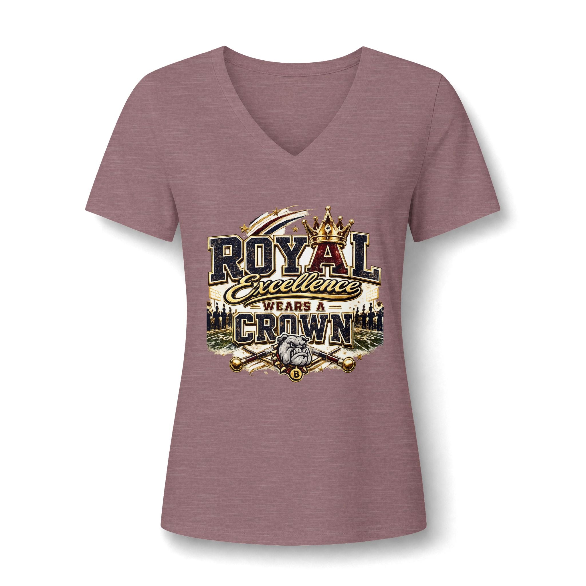 Women's 'Royal Excellence Wears a Crown' V-Neck Tee