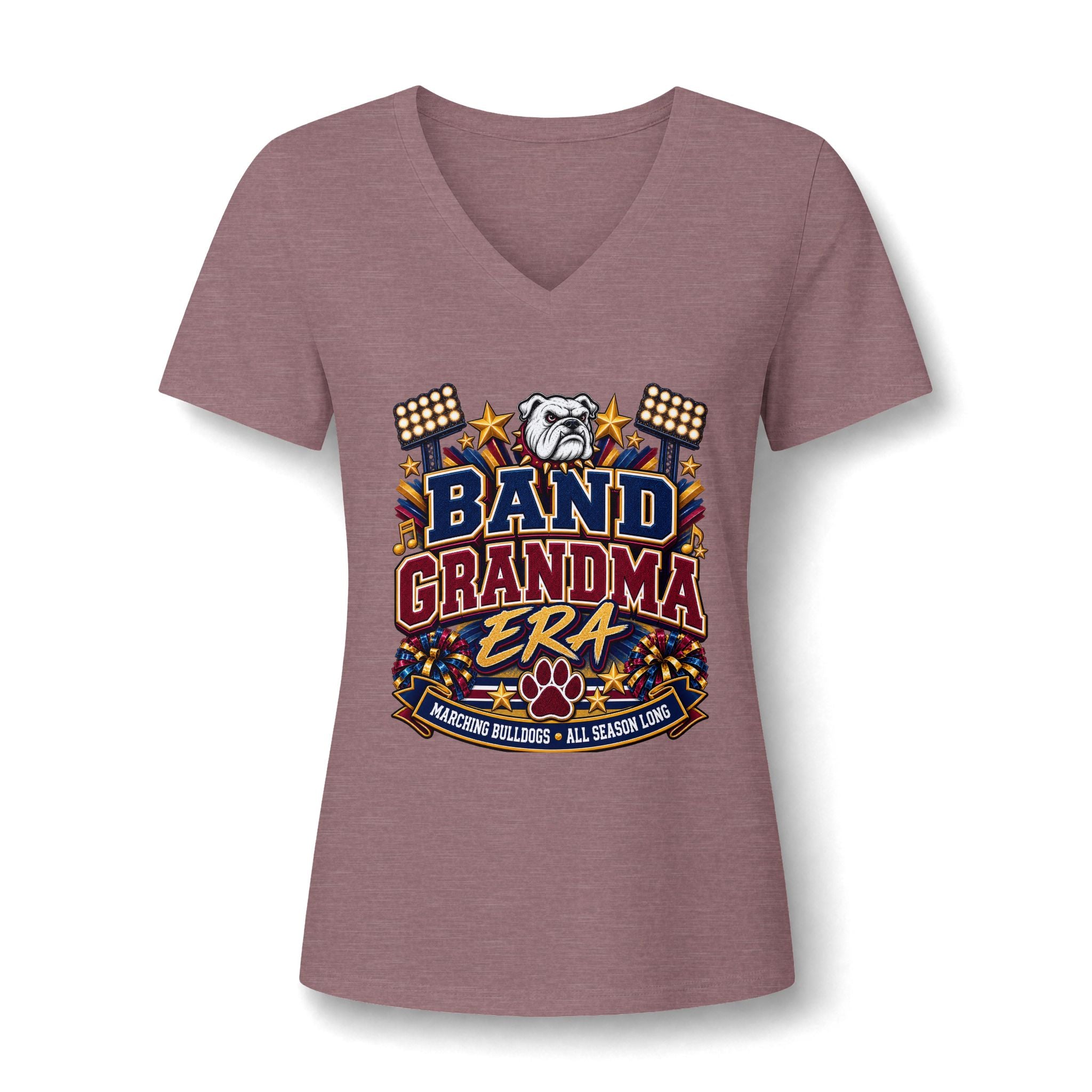 Band Grandma Era V-Neck Tee — Proud Marching Band Grandma Shirt