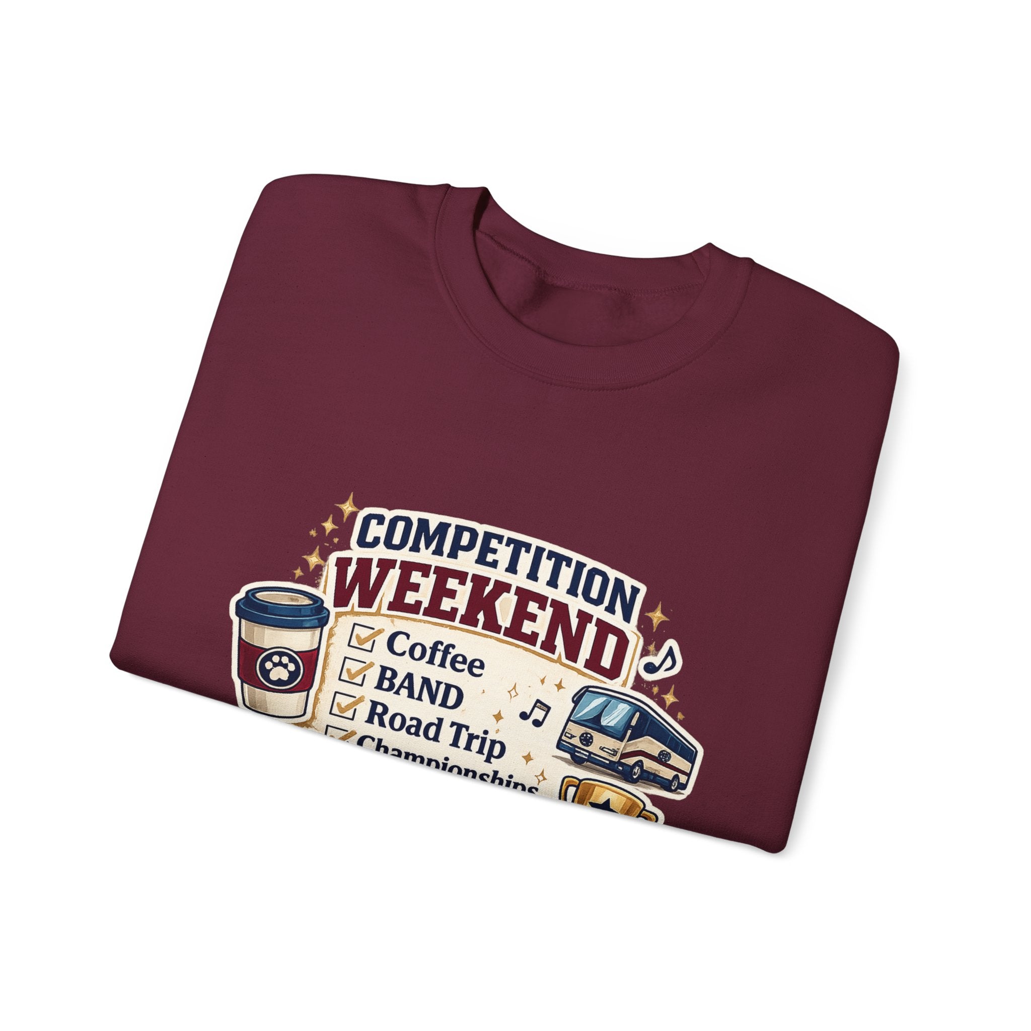 Competition Weekend Crewneck Sweatshirt — Band Road Trip, Coffee & Championships
