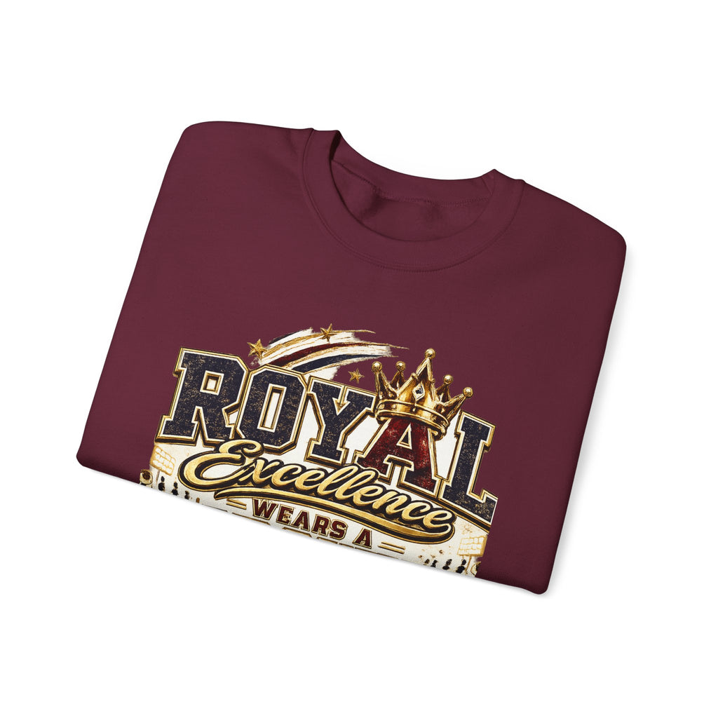 Crewneck Sweatshirt - "Royal Excellence Wears a Crown" Graphic
