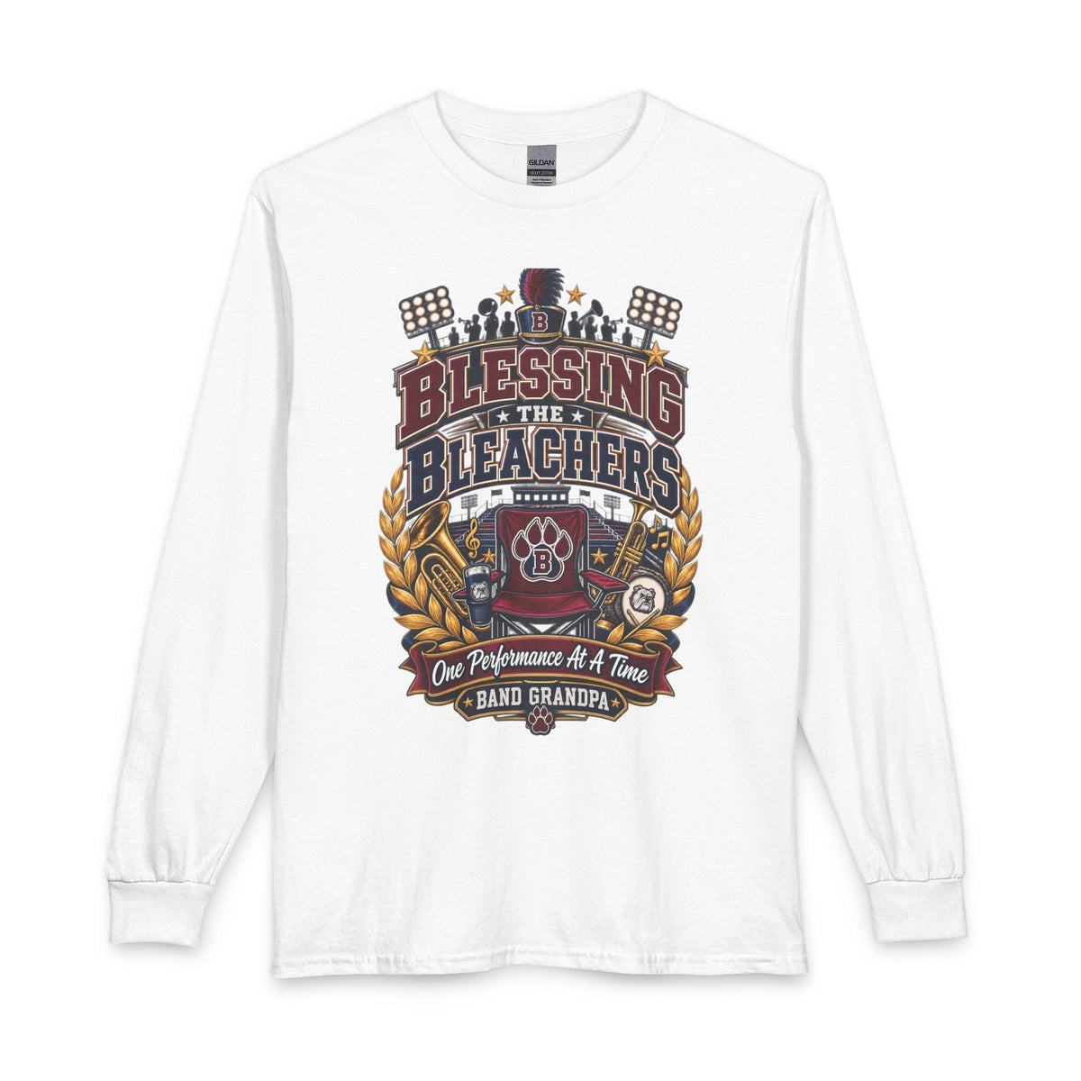 Blessing the Stands Long Sleeve T‑Shirt — 'One Performance At A Time' Band Grandpa Tee