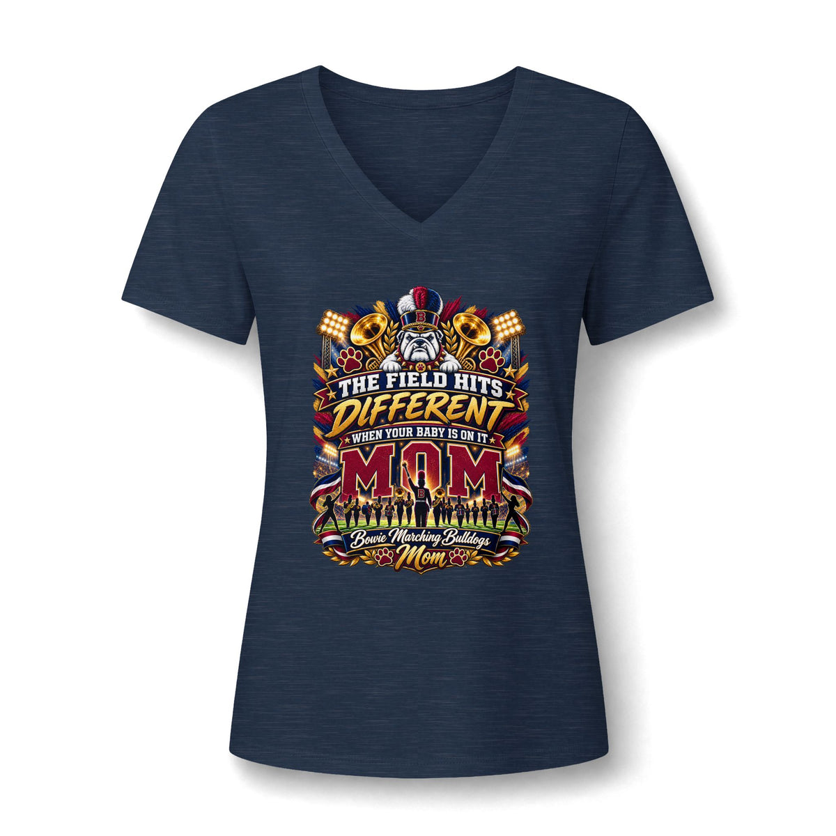 Soft V‑Neck Tee — "The Field Hits Different" Mom Baseball T‑Shirt