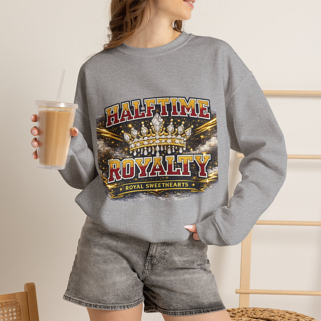 Crewneck Sweatshirt - "Halftime Royalty" Vintage Crown Football Graphic