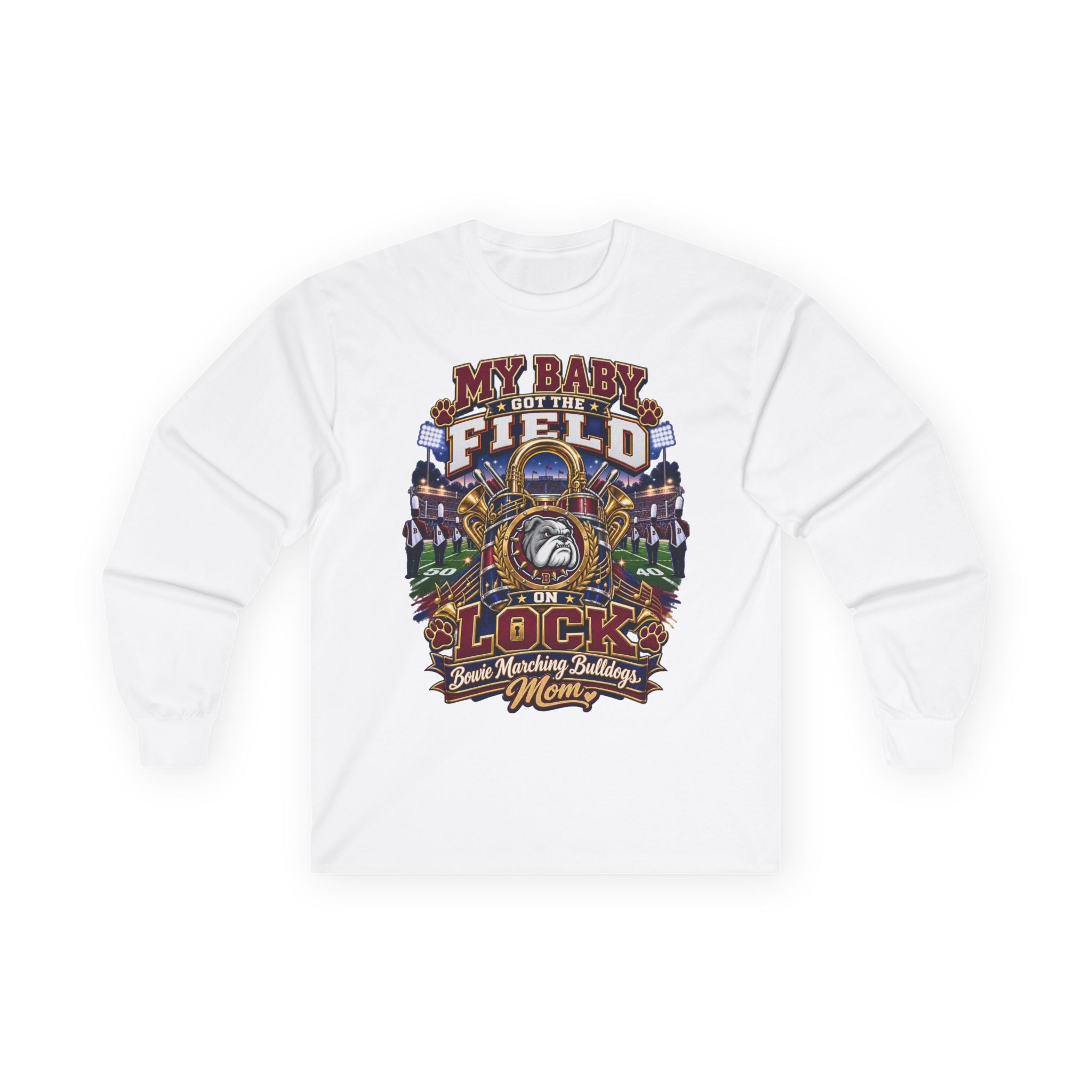 Long Sleeve Tee — “My Baby Left the Field on Lock” Vintage Football Mom Shirt