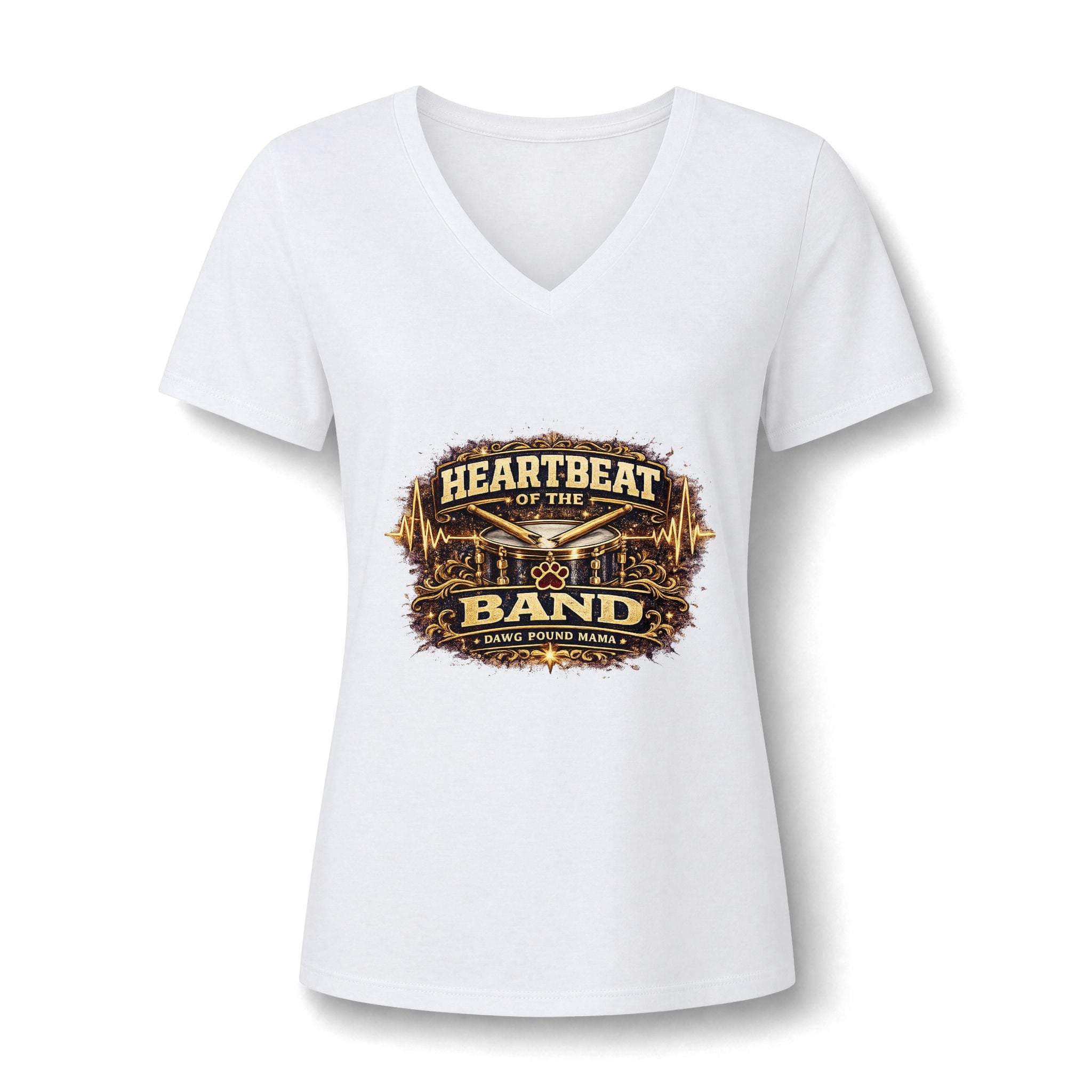 Heartbeat of the Band Women’s V-Neck Tee — Rustic Music Lover Graphic