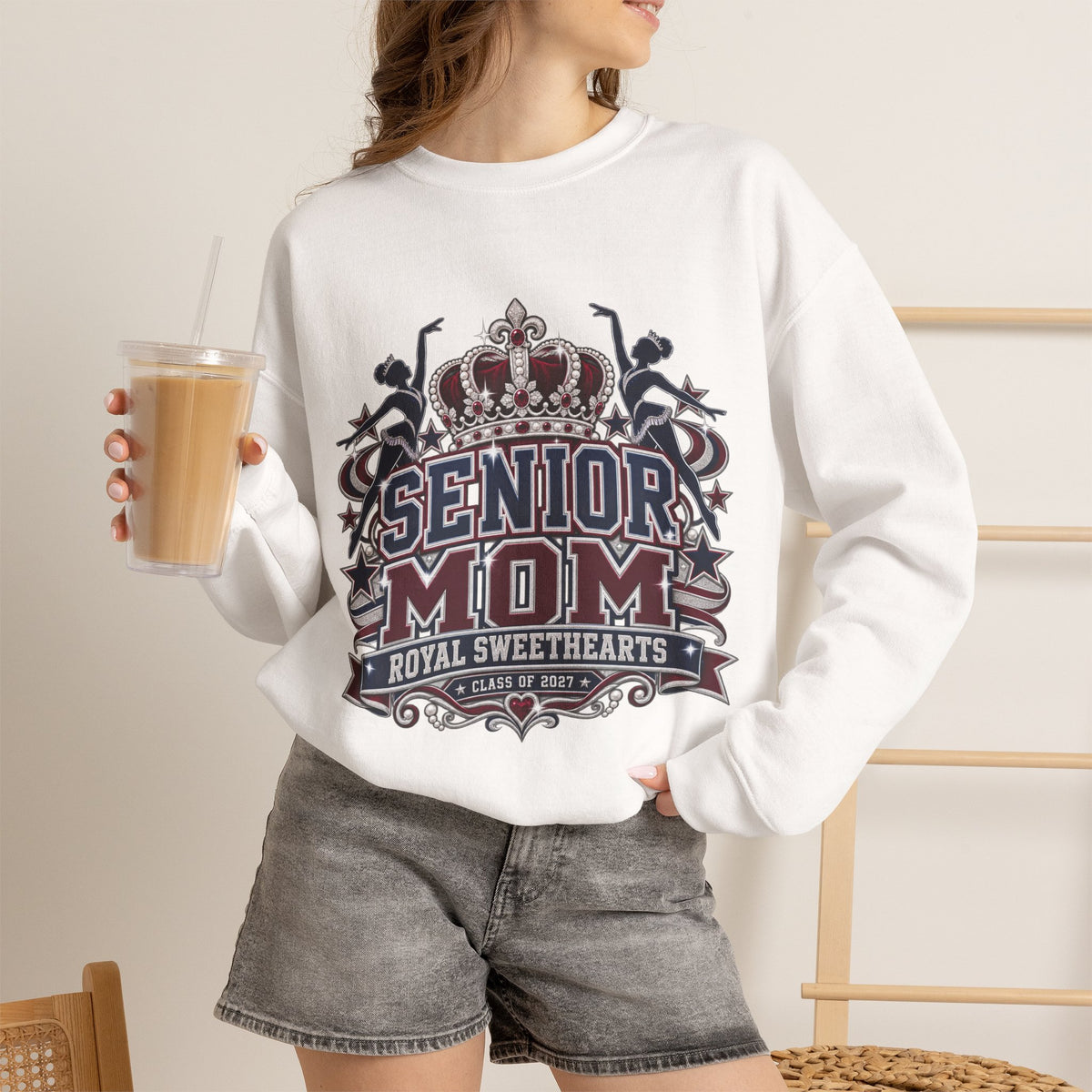 Senior Mom Crewneck Sweatshirt – 'Senior Mom: Royal Sweethearts' Graduation Pullover