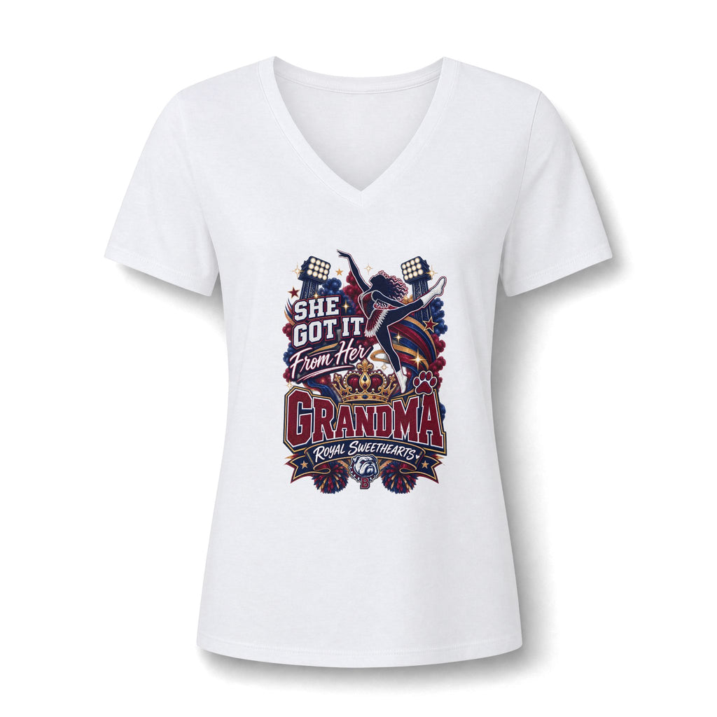 She Got It From Her Grandma V-Neck Tee — Patriotic Grandma Graphic Shirt