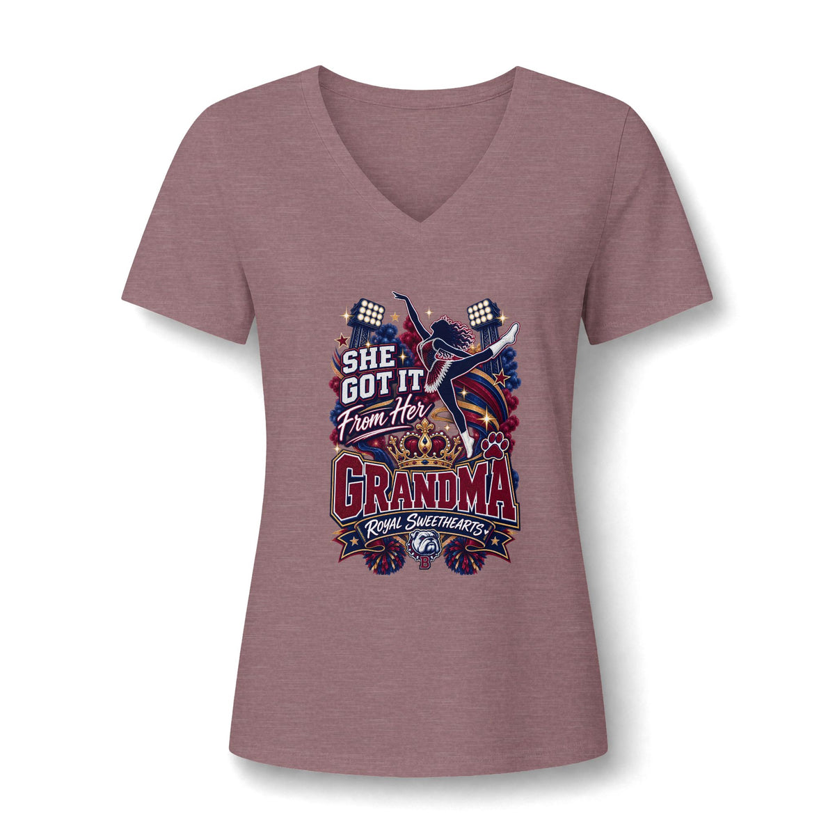 She Got It From Her Grandma V-Neck Tee — Patriotic Grandma Graphic Shirt
