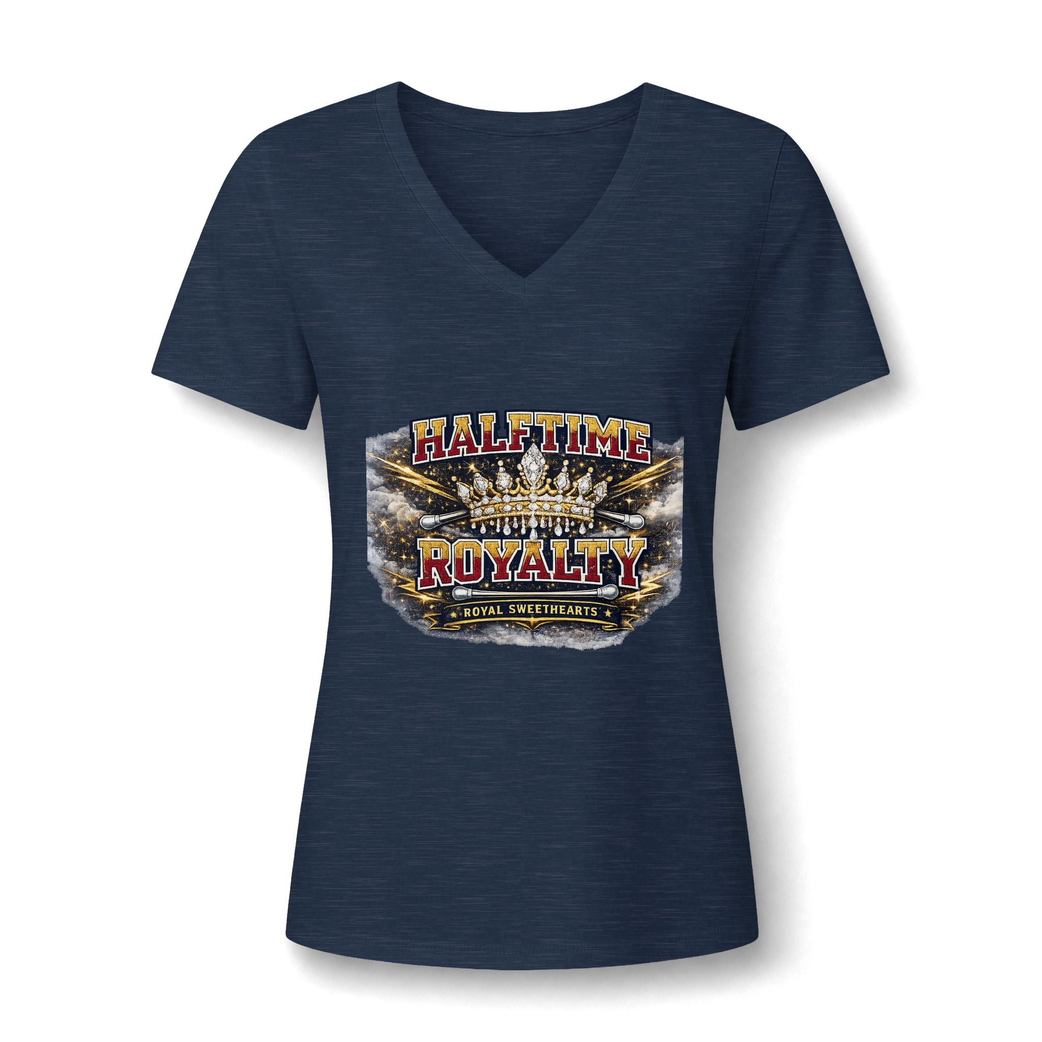 Halftime Royalty V-Neck Tee — Women's Football Game Day Shirt