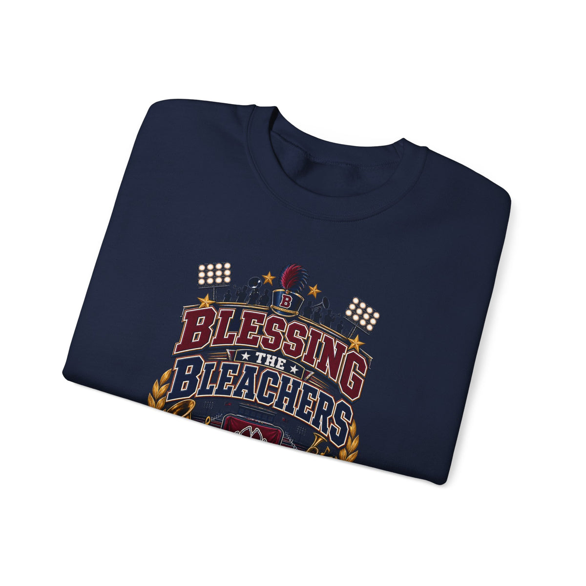 Crewneck Sweatshirt — "Blessing the Stands" High School Band Grandpa Design
