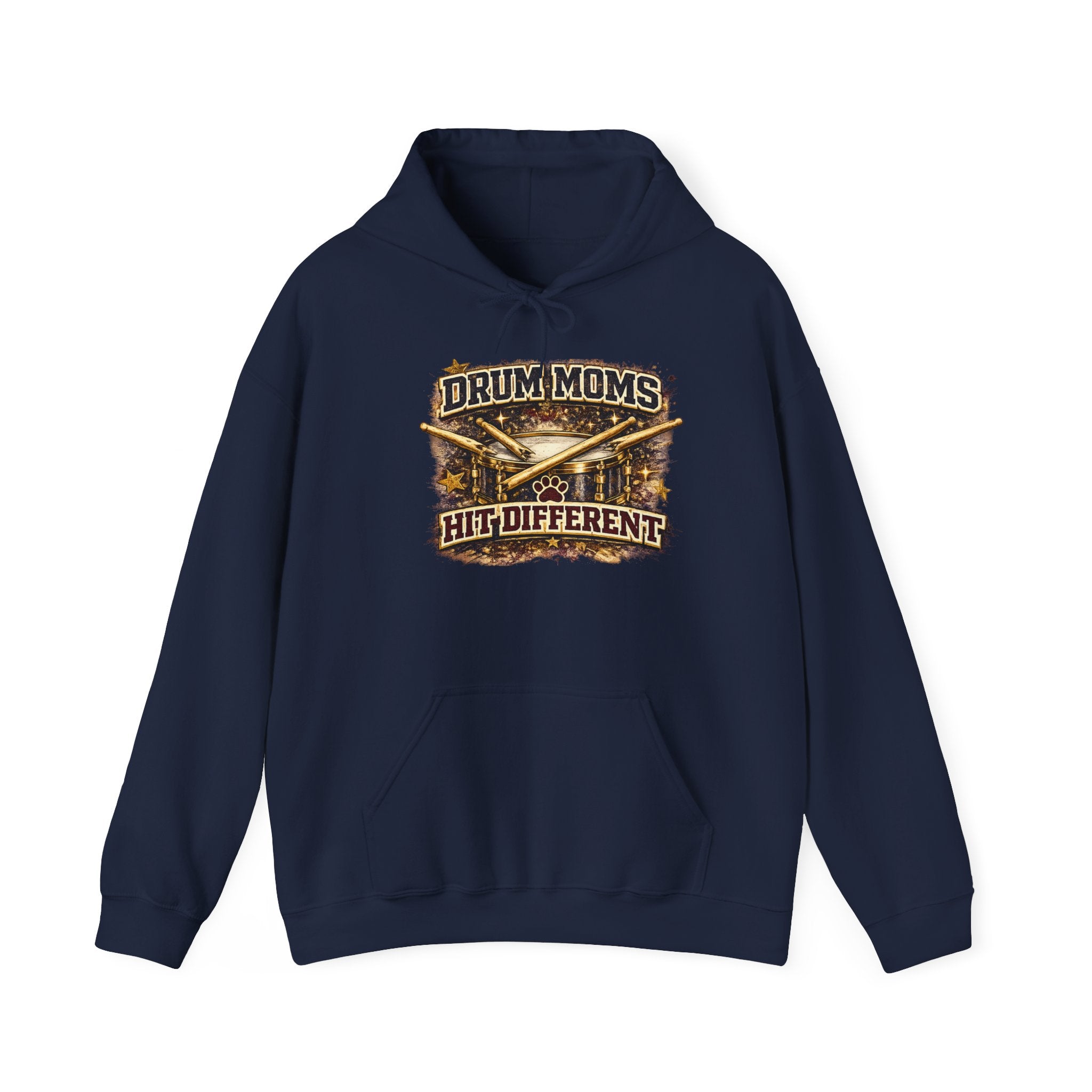 Drum Moms Hoodie - "Drum Moms Hit Different" Vintage Drumsticks Graphic