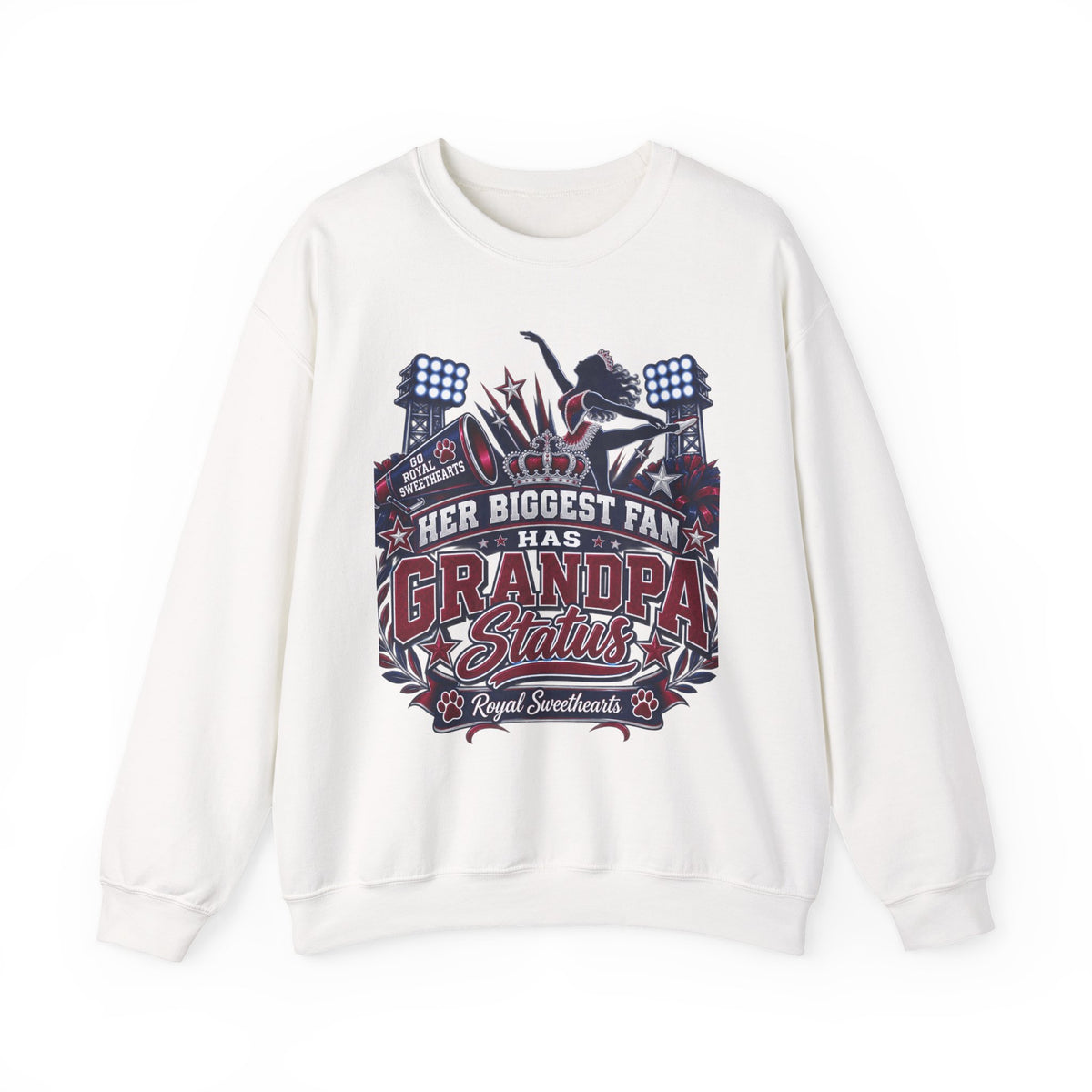 Grandpa Status Crewneck Sweatshirt — Her Biggest Fan Football Design