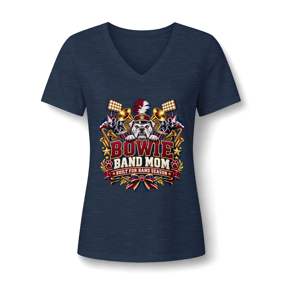 Bowie Band Mom V-Neck Tee — Marching Band Mom Shirt