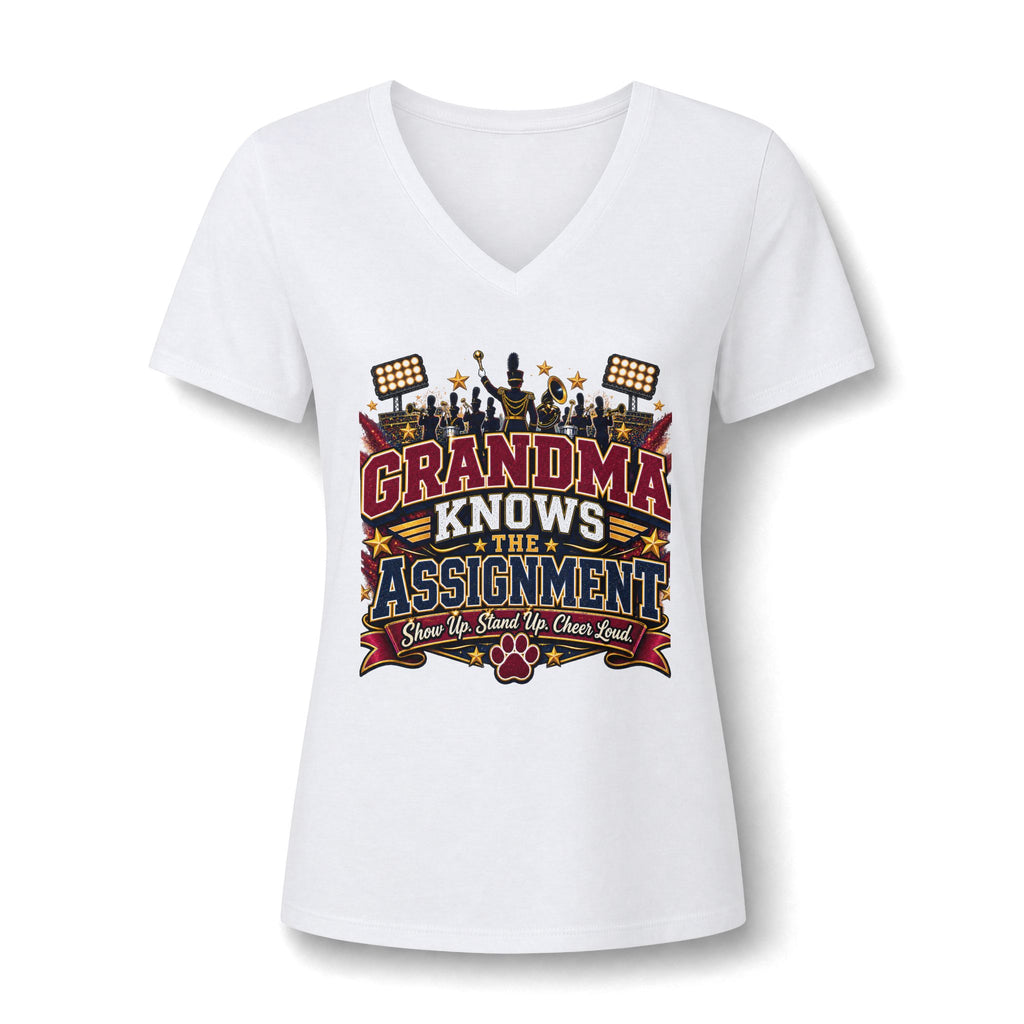 Grandma Knows the Assignment V-Neck Tee — Funny Proud Grandma Gift