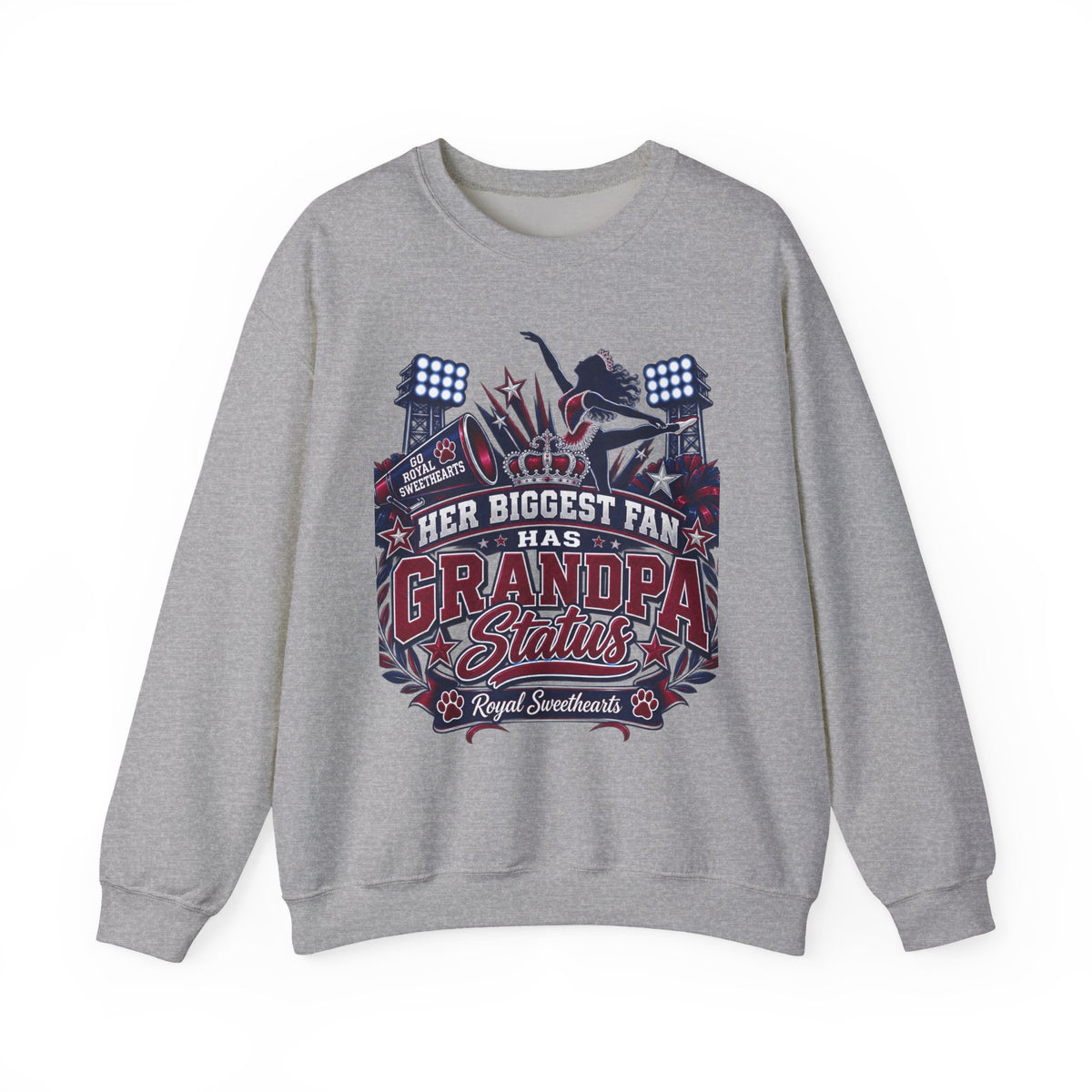 Grandpa Status Crewneck Sweatshirt — Her Biggest Fan Football Design