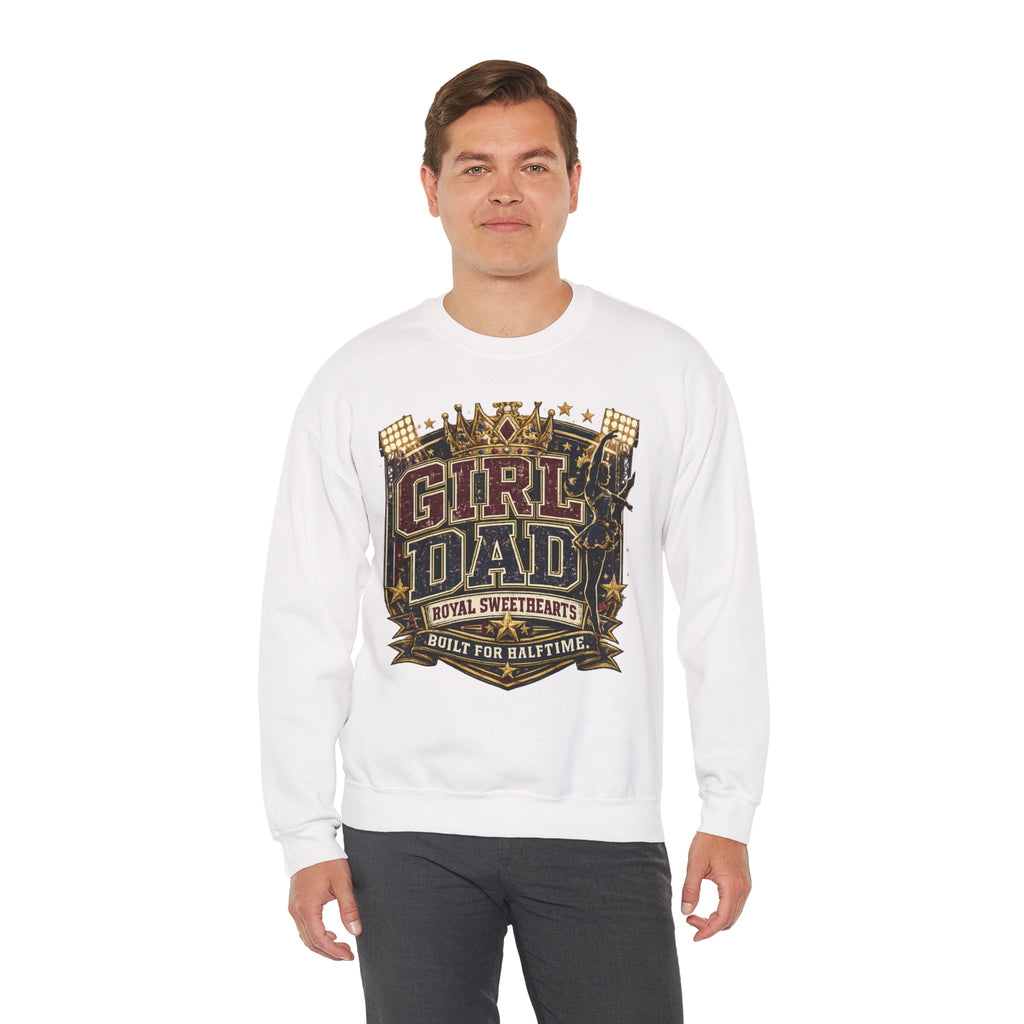 Girl Dad Crewneck Sweatshirt — 'Girl Dad: Royal Sweethearts, Built for Halftime' Vintage Football Design