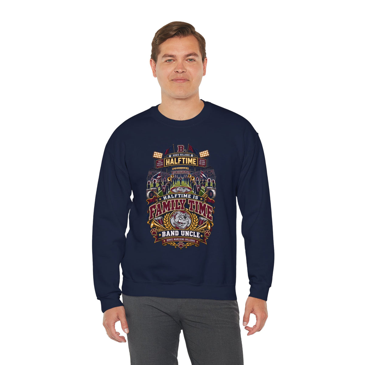 Halftime Is Family Time Crewneck Sweatshirt — Band Uncle Graphic