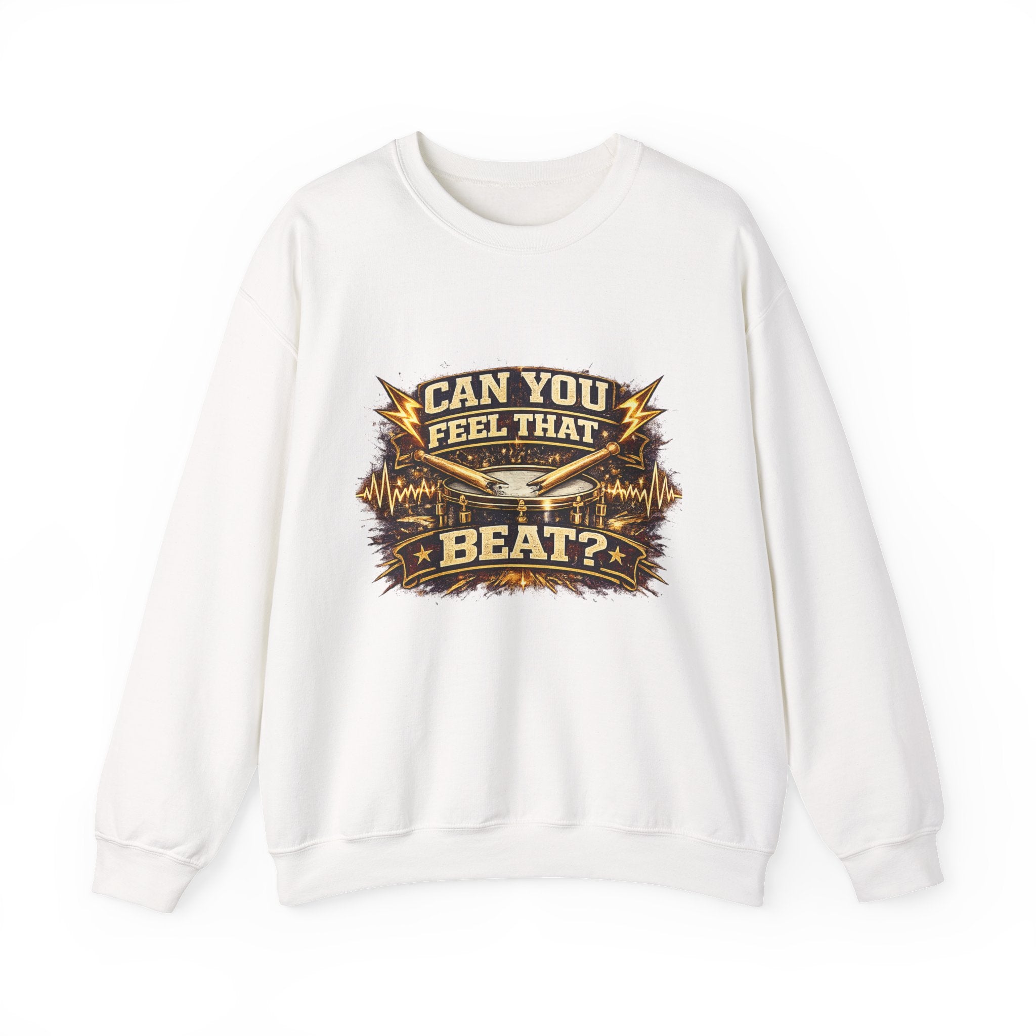 Can You Feel That Beat? Graphic Sweatshirt — Vintage Drum & Music Festival Crewneck