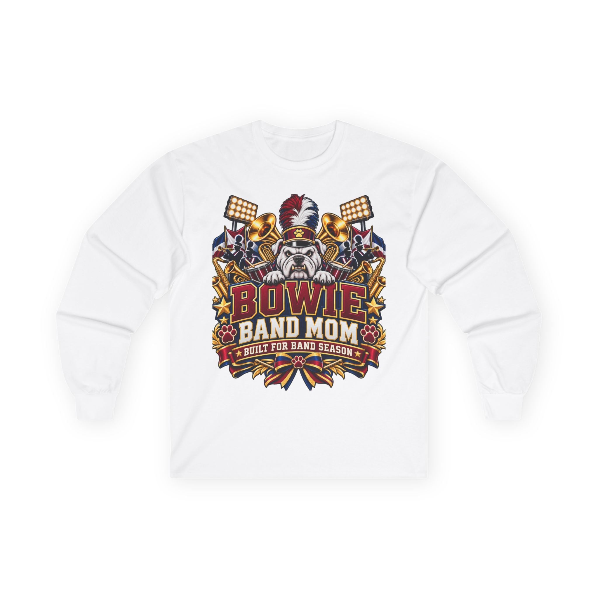 Band Mom Long Sleeve Tee — “Bowie Band Mom” Marching Band Shirt