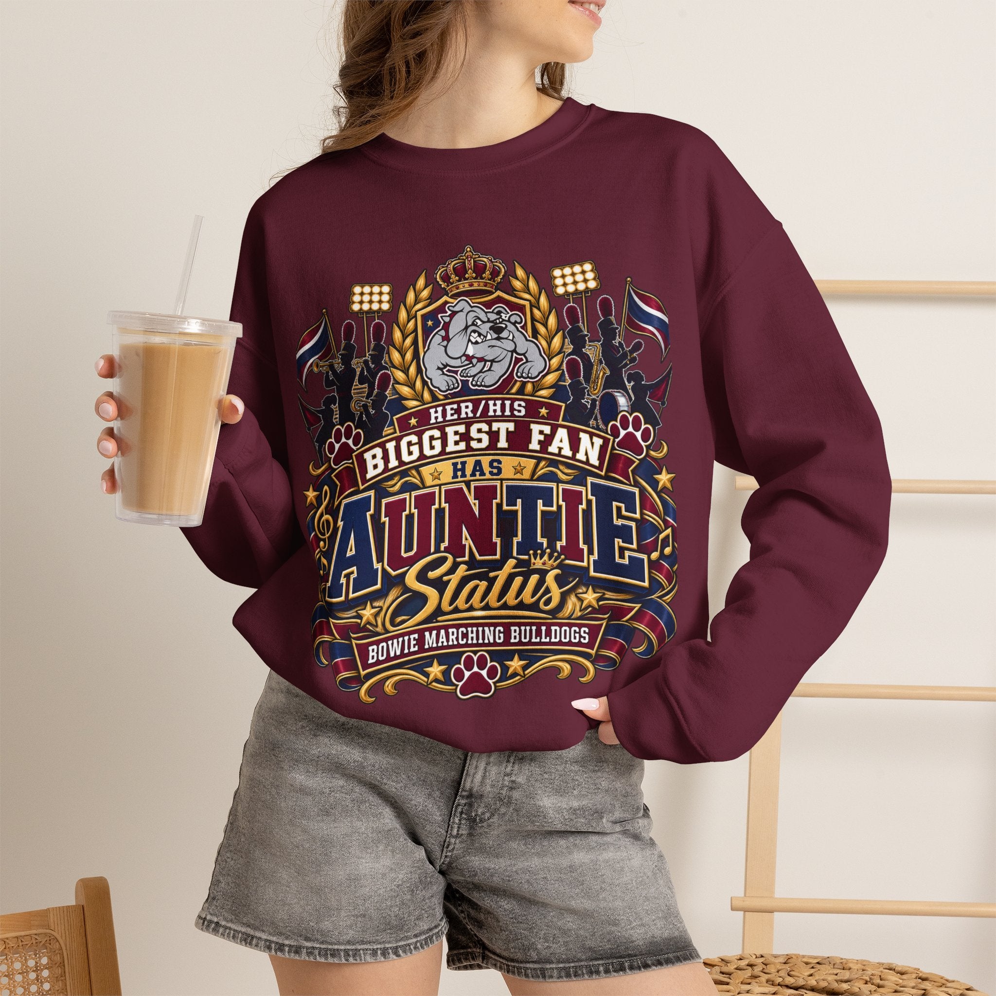 Auntie Crewneck Sweatshirt - "Biggest Fan Has Auntie Status" Retro Crest