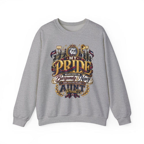 Band Mom Pride Crewneck Sweatshirt — "My Pride Marches in Burgundy & Navy"