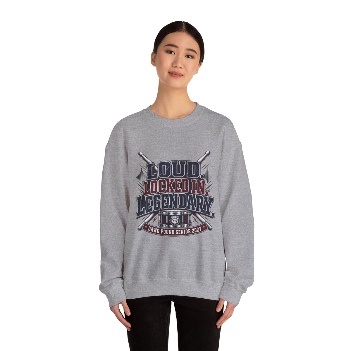 Crewneck Sweatshirt — "Loud Locked In Legendary" Vintage Baseball Senior 2027