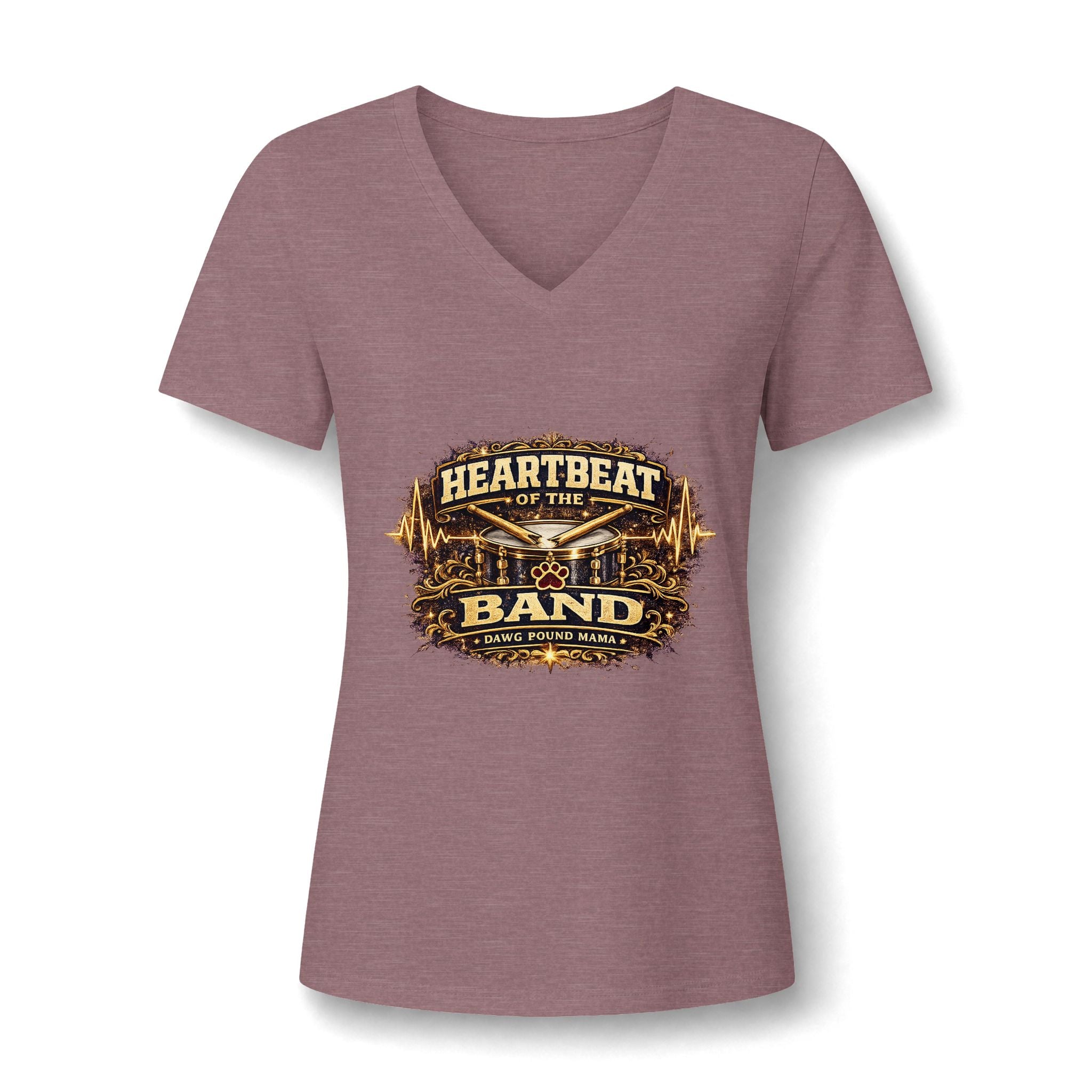Heartbeat of the Band Women’s V-Neck Tee — Rustic Music Lover Graphic